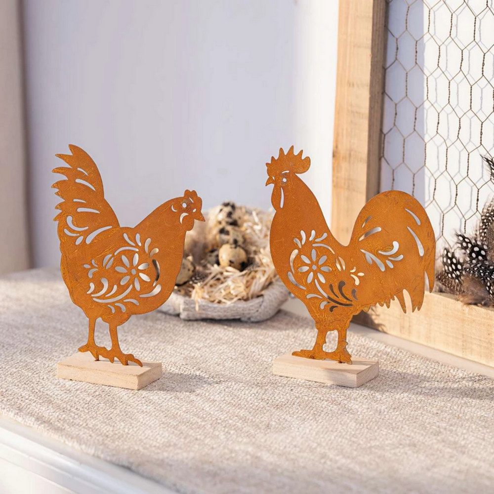 Home-trends24.de Dekofigur Huhn Hahn Rostoptik Deko günstig online kaufen
