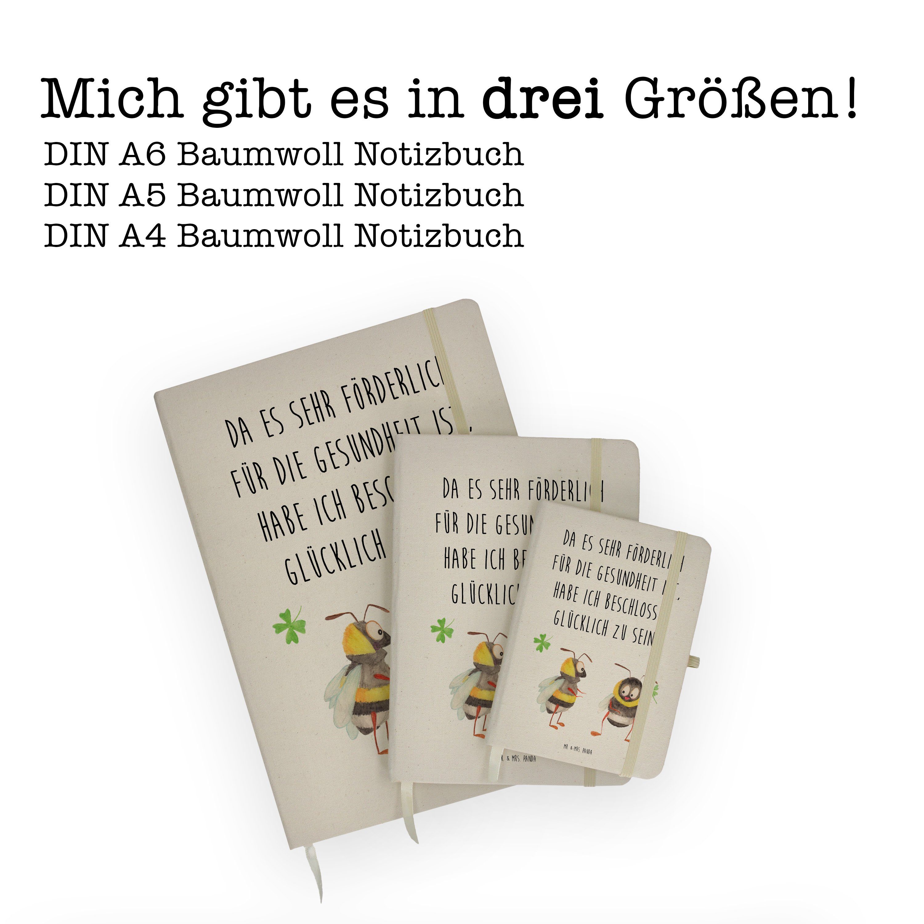 Mr. Panda Notizbuch Sprüche, Mr. Mrs. Panda & Geschenk, lustige Transparent - Kleeblatt mit Hummeln Noti & Mrs. -
