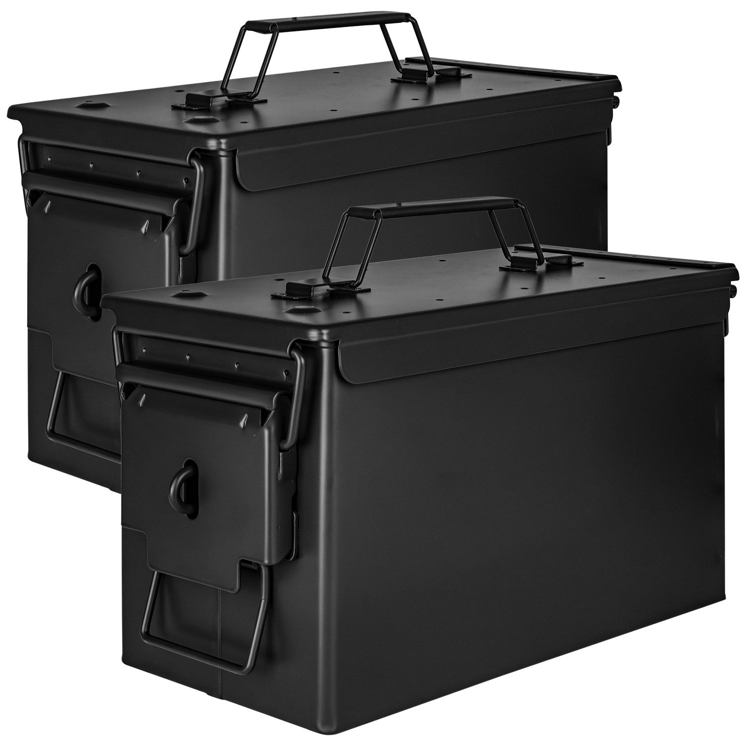 Aufbewahrungsbox 2x Munitionsbox Box Metallkiste Metallbox 31 x 16 x 19 cm Schwarz