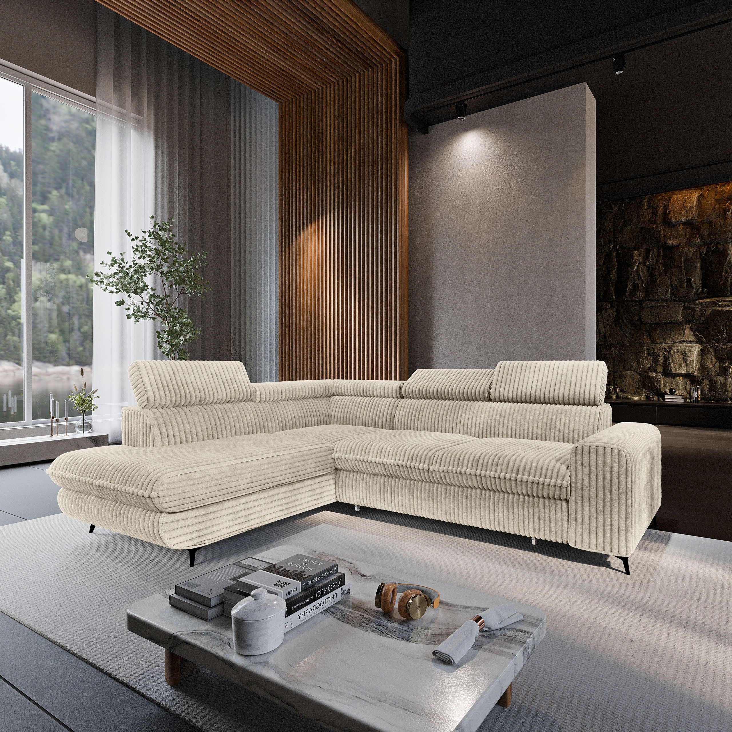 Masseno Ecksofa VELISS mit Schlaffunktion L-Form, Sofa mit Bettkasten