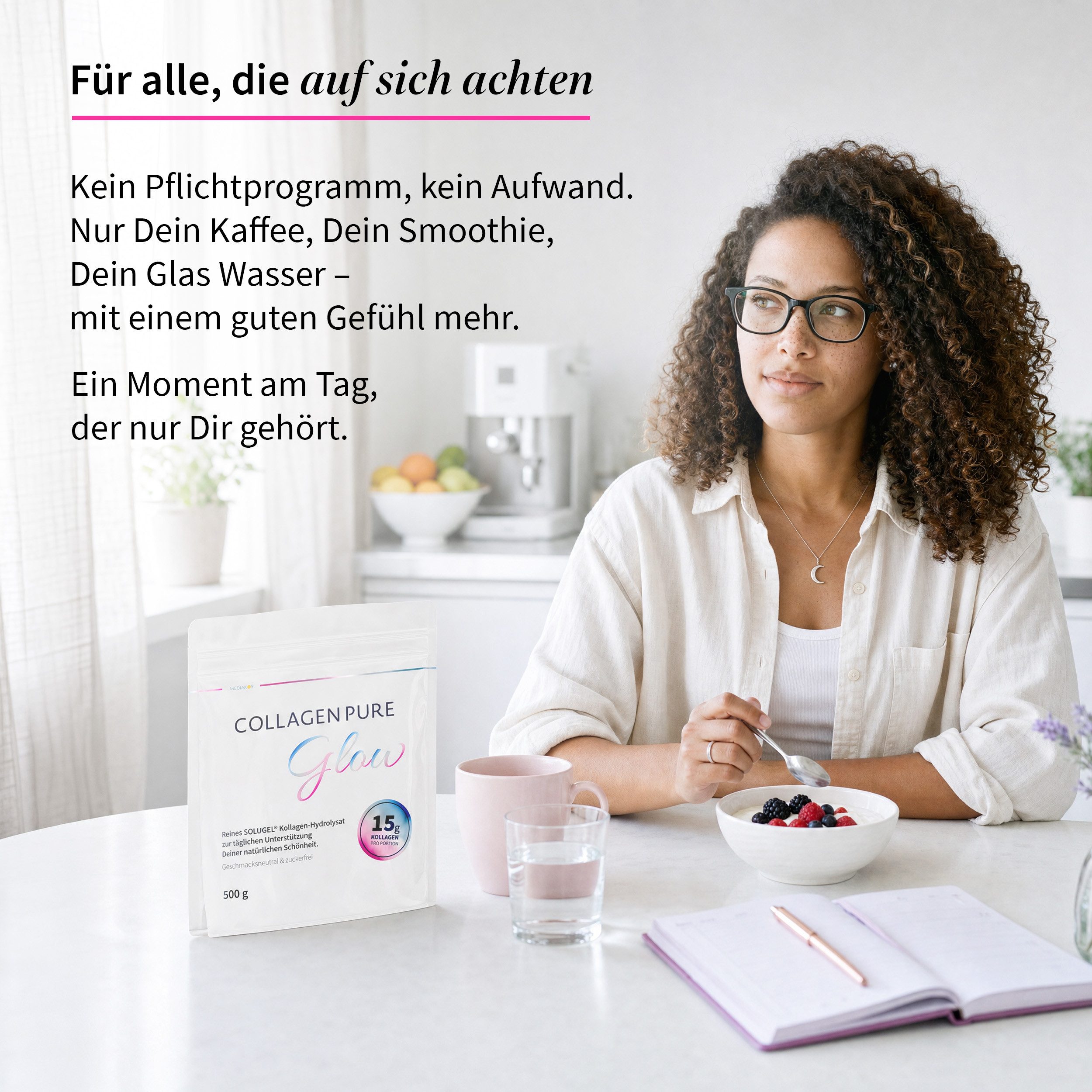 COLLAGEN PURE COLLAGEN PURE Glow Kollagen Pulver, Geschmacks- und geruchsneutral – aus zertifizierter Rinder-Weidehaltung à 500 g