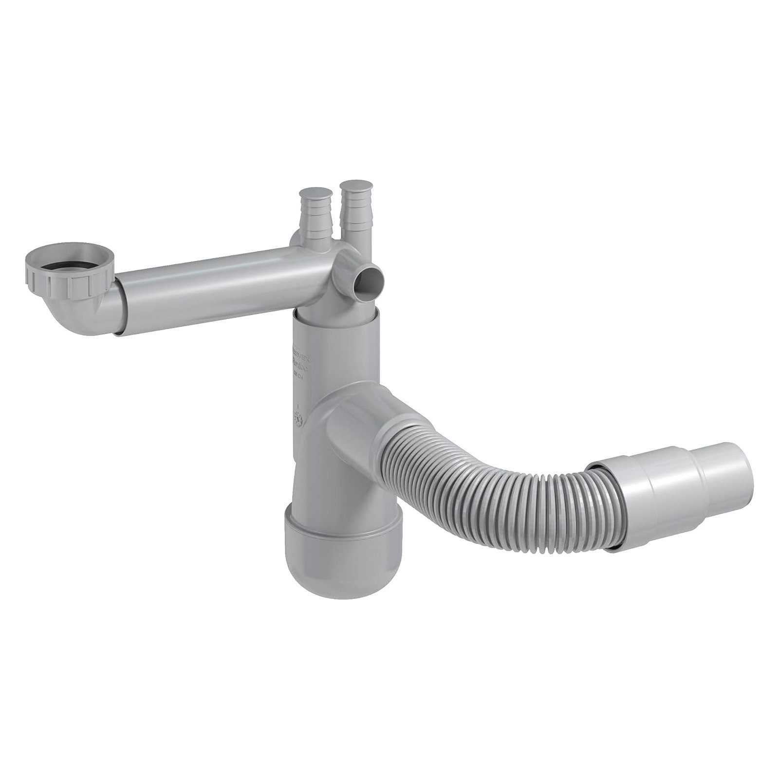 Prevex Siphon FL1-N2NF4-007, (1-tlg), PREVEX Flexloc Universal-Platzspar-Siphon für Küchenspüle