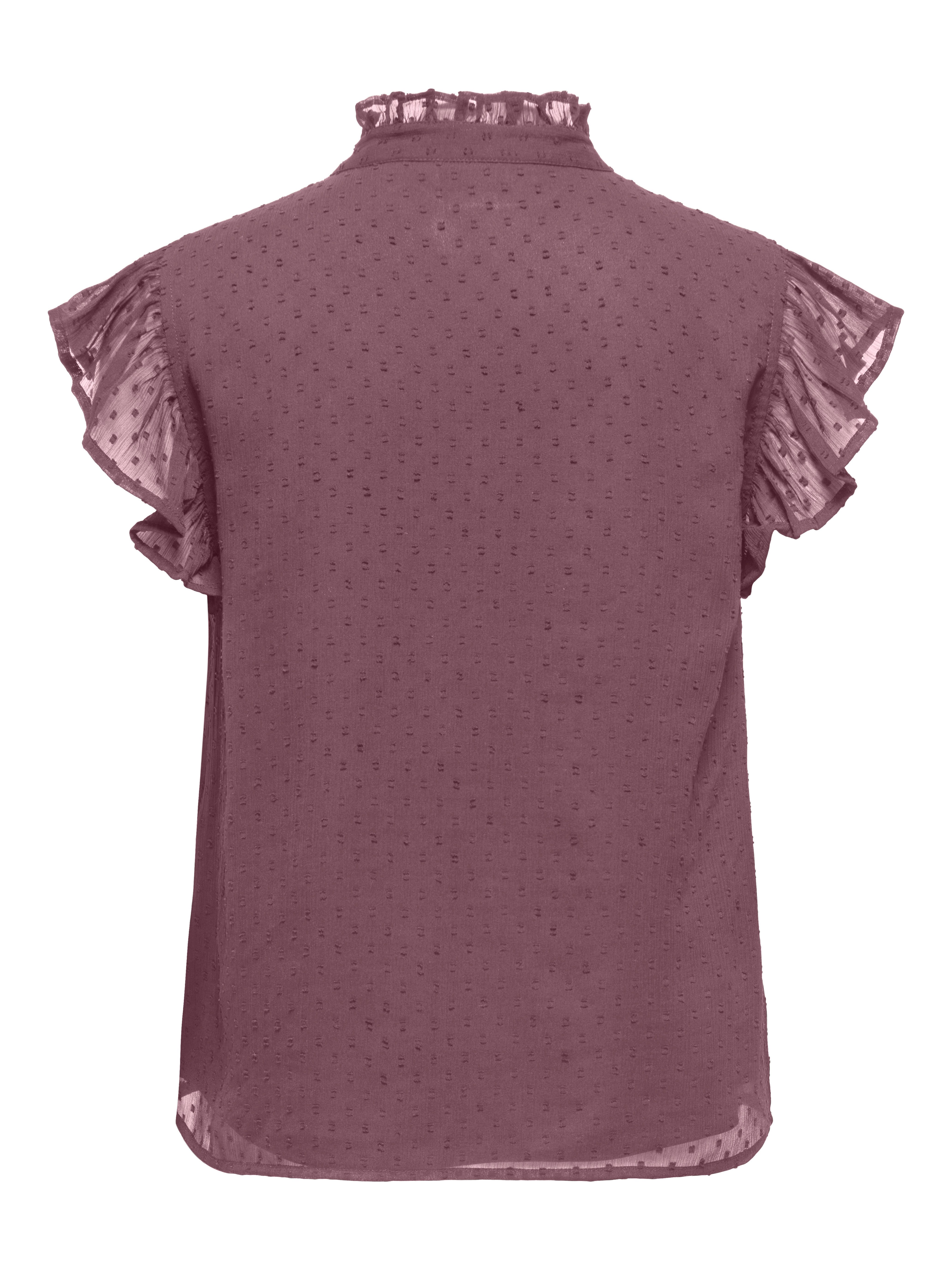 ONLY Spitzenbluse ONLLANDAU DOBBY FRILL V-NECK TOP WVN Kunstfaser