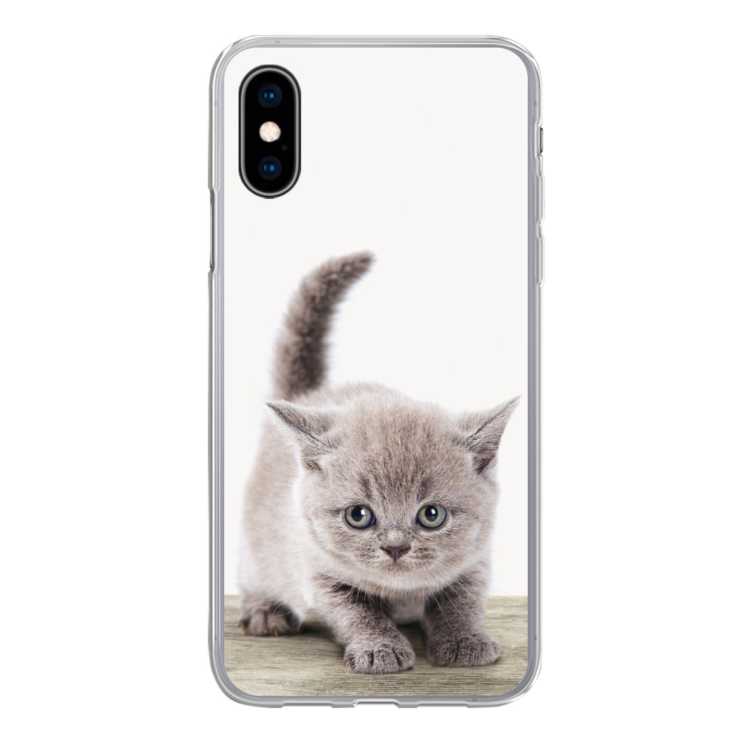 MuchoWow Handyhülle für Apple iPhone X Kätzchen - Katze - Haustiere - Jungen - Kinder - Mä, Smartphone-Bumper, Print, Handy Schutzhülle Dünn