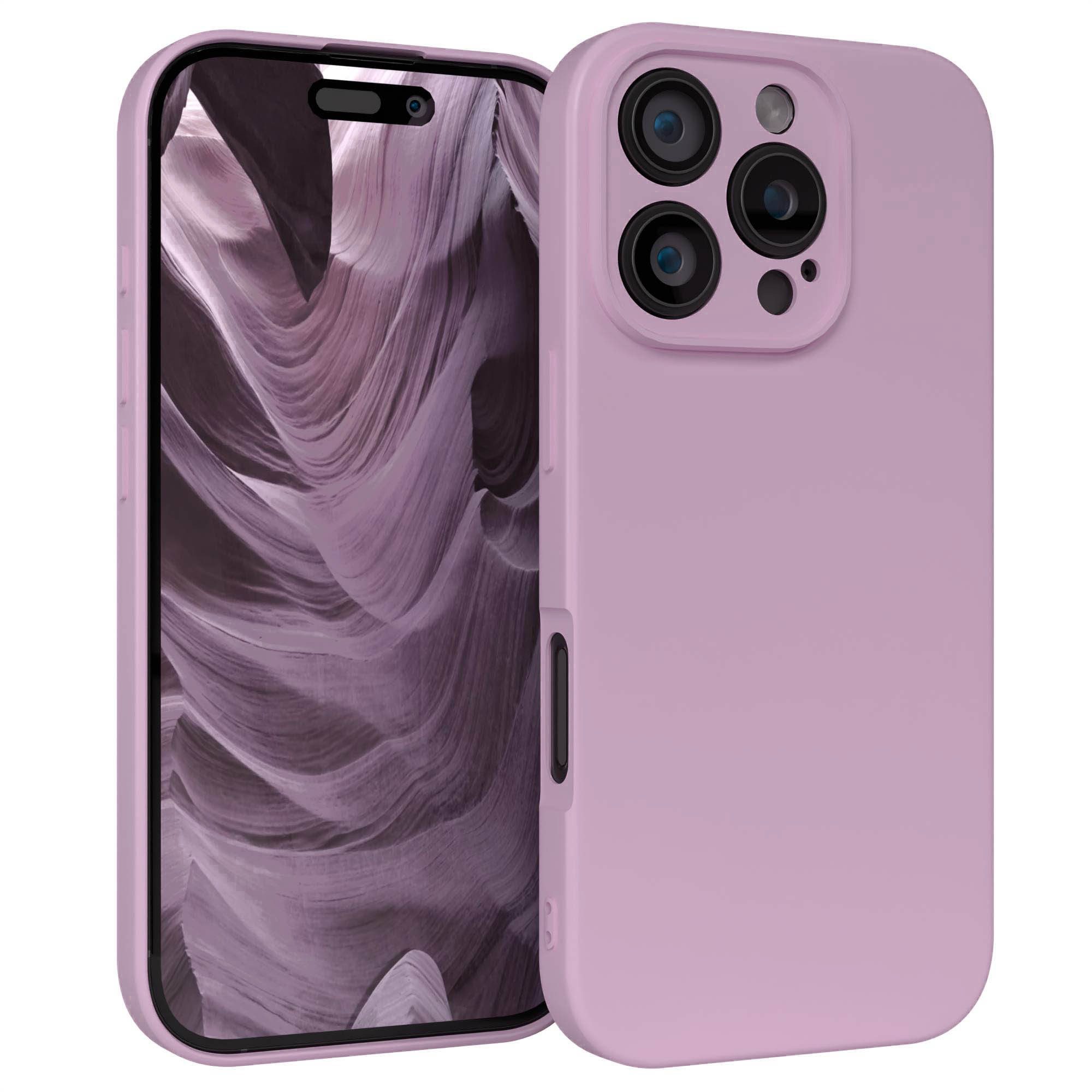 EAZY CASE Handyhülle für Apple iPhone 16 Pro Hülle Silikon 6,3 Zoll, Hülle mit Kameraschutz Handycase Soft Smart Slimcover Lila / Flieder