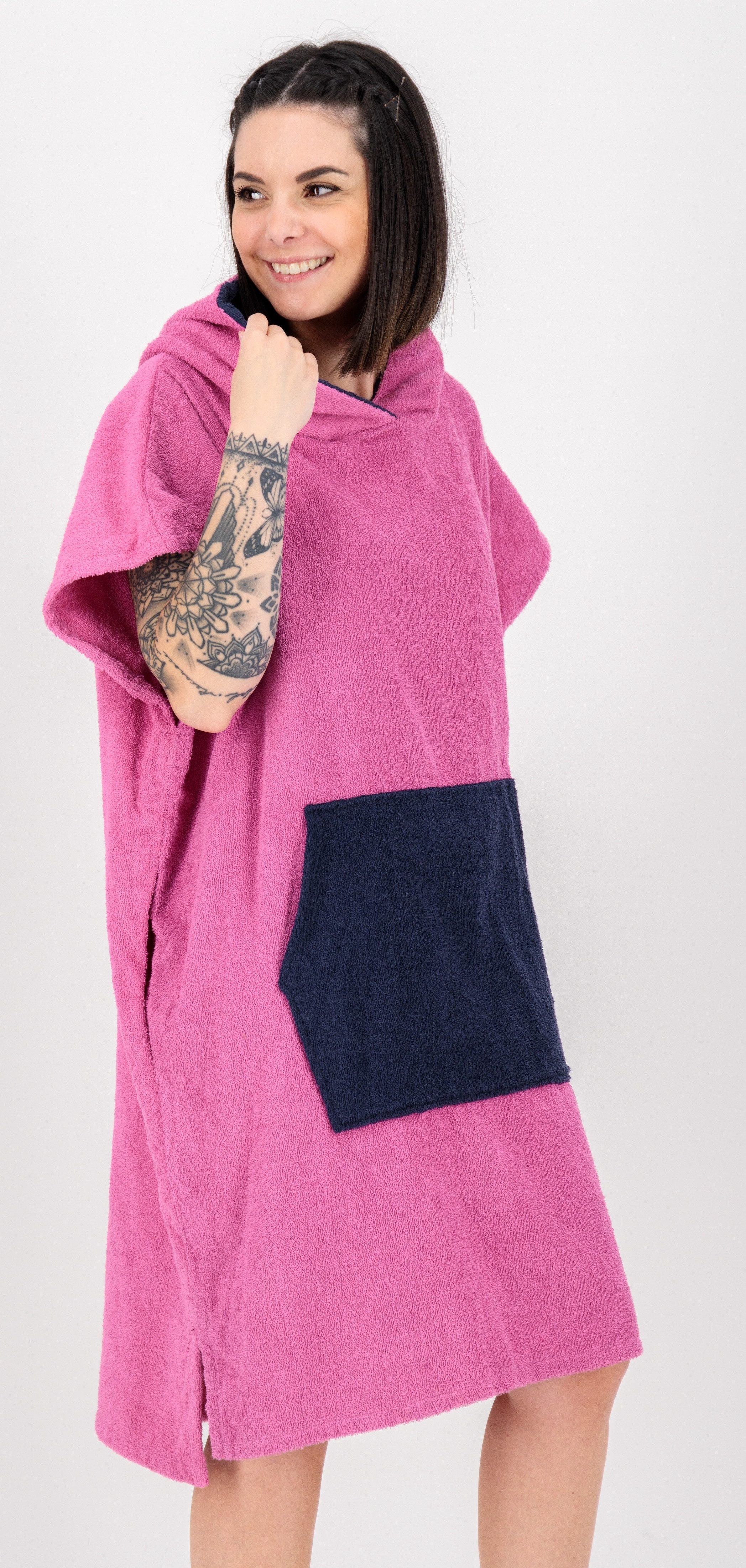 DEPROC Active Badeponcho PONCHINO HALIFAX WOMEN Umziehhilfe Strandponcho, Kapuze, ohne, Innenliegende Tasche zum Umziehen