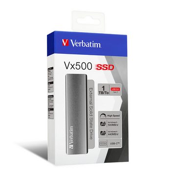 Verbatim, Vx500 externes Laufwerk, SSD-Festplatte (1 TB) 500 MB/s MB/S Lesegeschwindigkeit, 400 MB/S MB/S Schreibgeschwindigkeit, USB 3.2 Gen 2 Performance