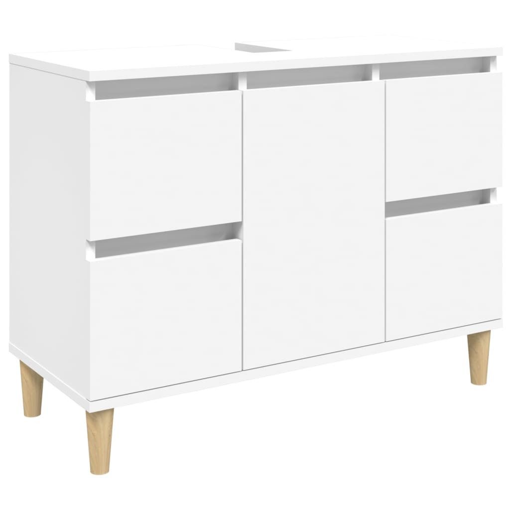 furnicato Waschbeckenunterschrank 80x33x60 cm Weiß mit Massivholz Beinen (1 günstig online kaufen