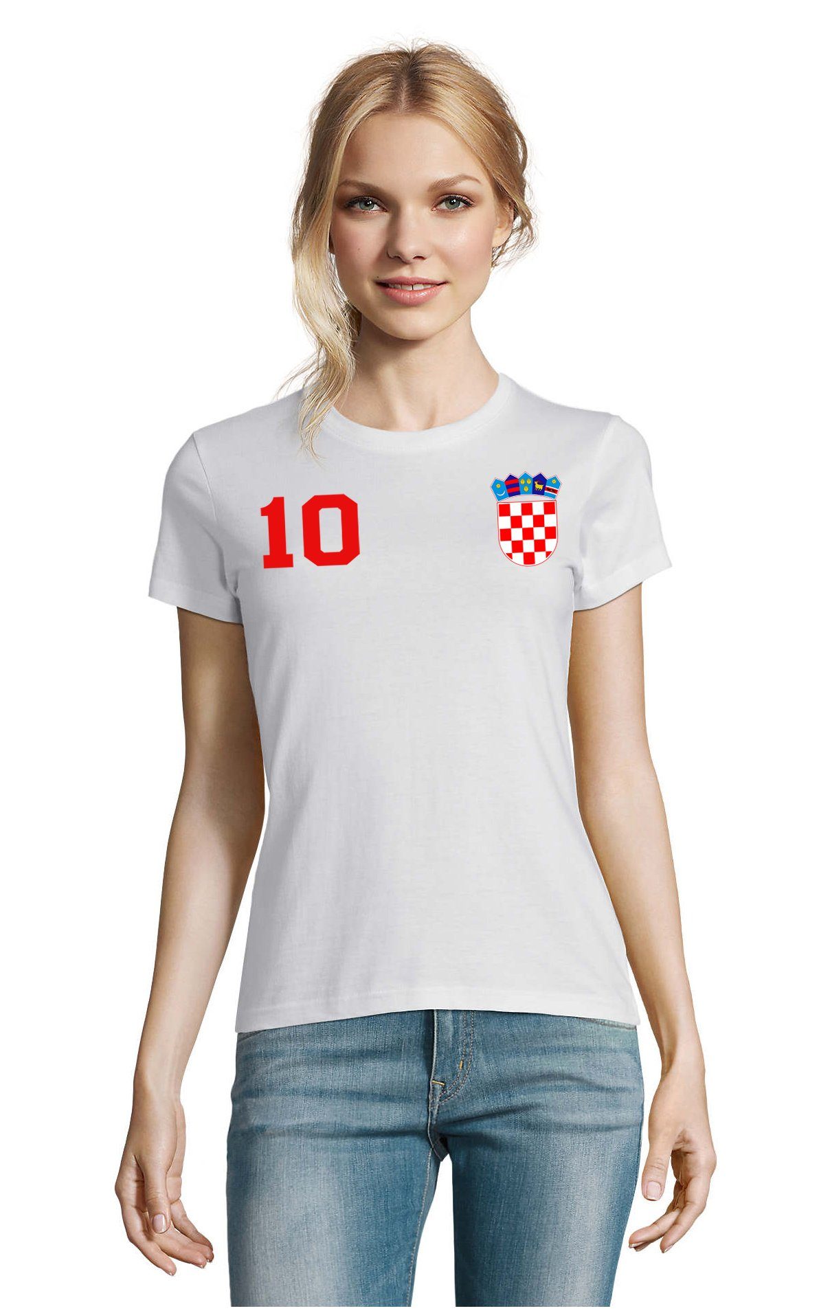T-Shirt Damen Kroatien Hrvatska Sport Trikot Fußball Meister WM EM