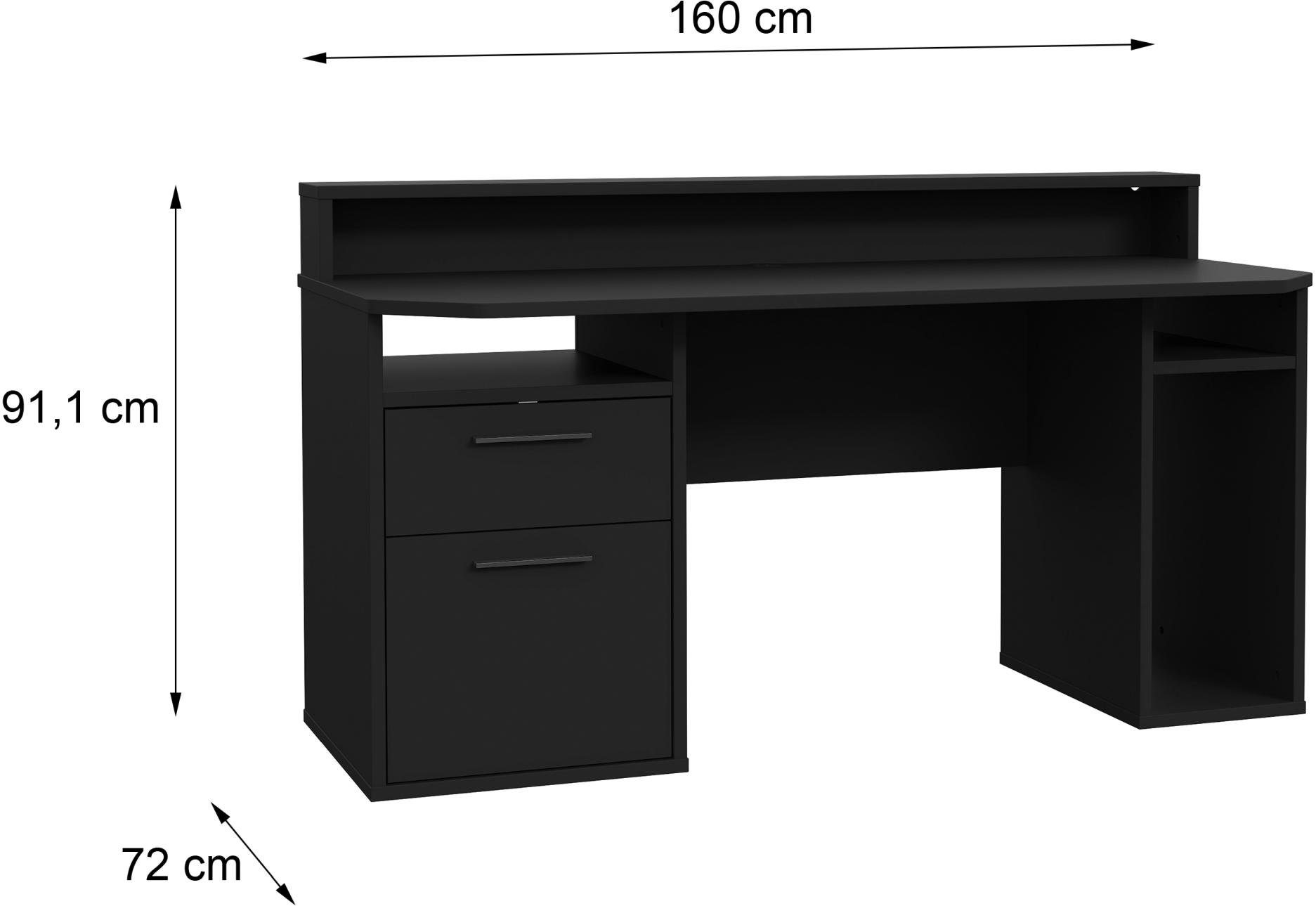 Forte Möbel Monitor-Aufsatz viel TEZAUR 3B Platz und mit Gaming Gamingtisch durch LED Tisch