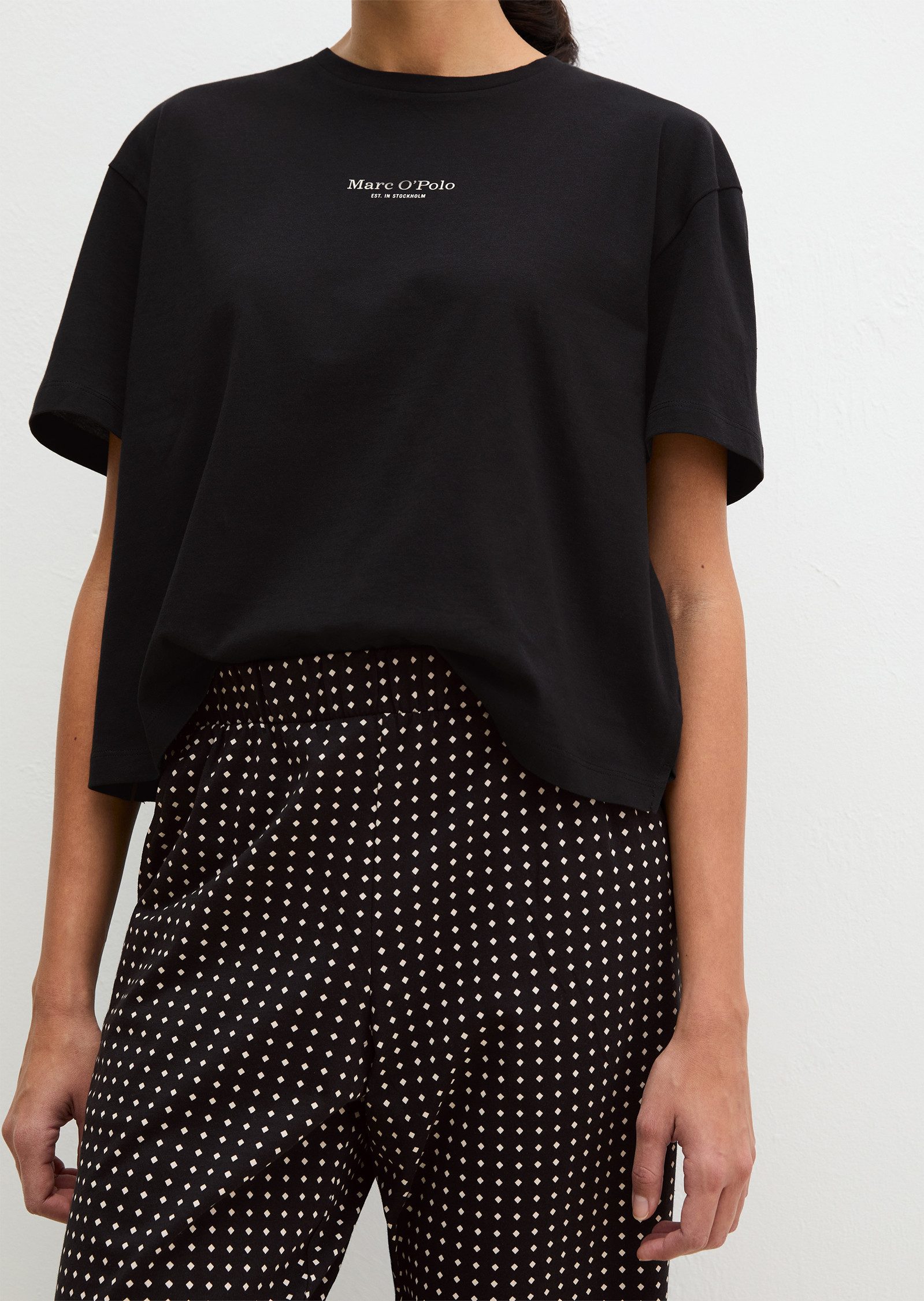 Marc O'Polo Pyjama Mix N Match Cotton (2 tlg) Shirt mit kurzem Arm, Hose gepunktet