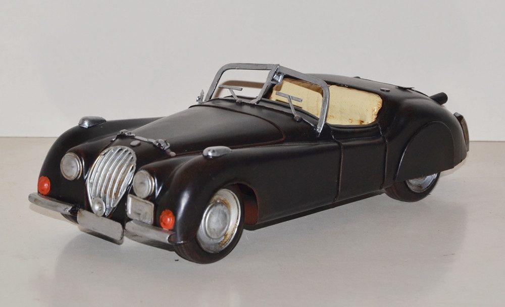Modellauto Modellauto Jaguar XK 120 Cabrio in schwarz Oldtimer L 30 cm aus Blech