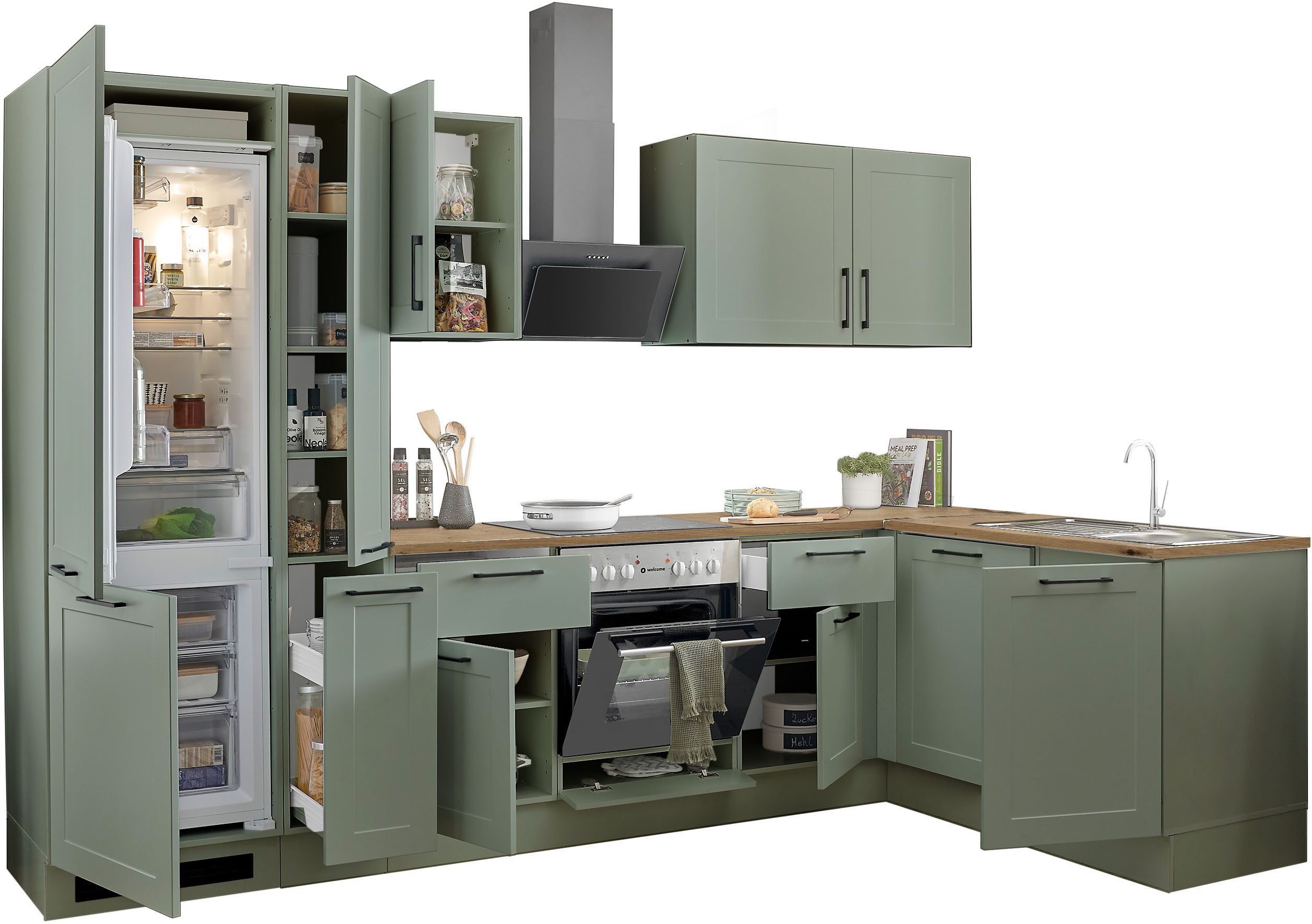 BASIC by Balculina Winkelküche Marsi, Stellmaße 310x175 cm, wahlweise mit E-Geräten, mit Soft-Close-Funktion