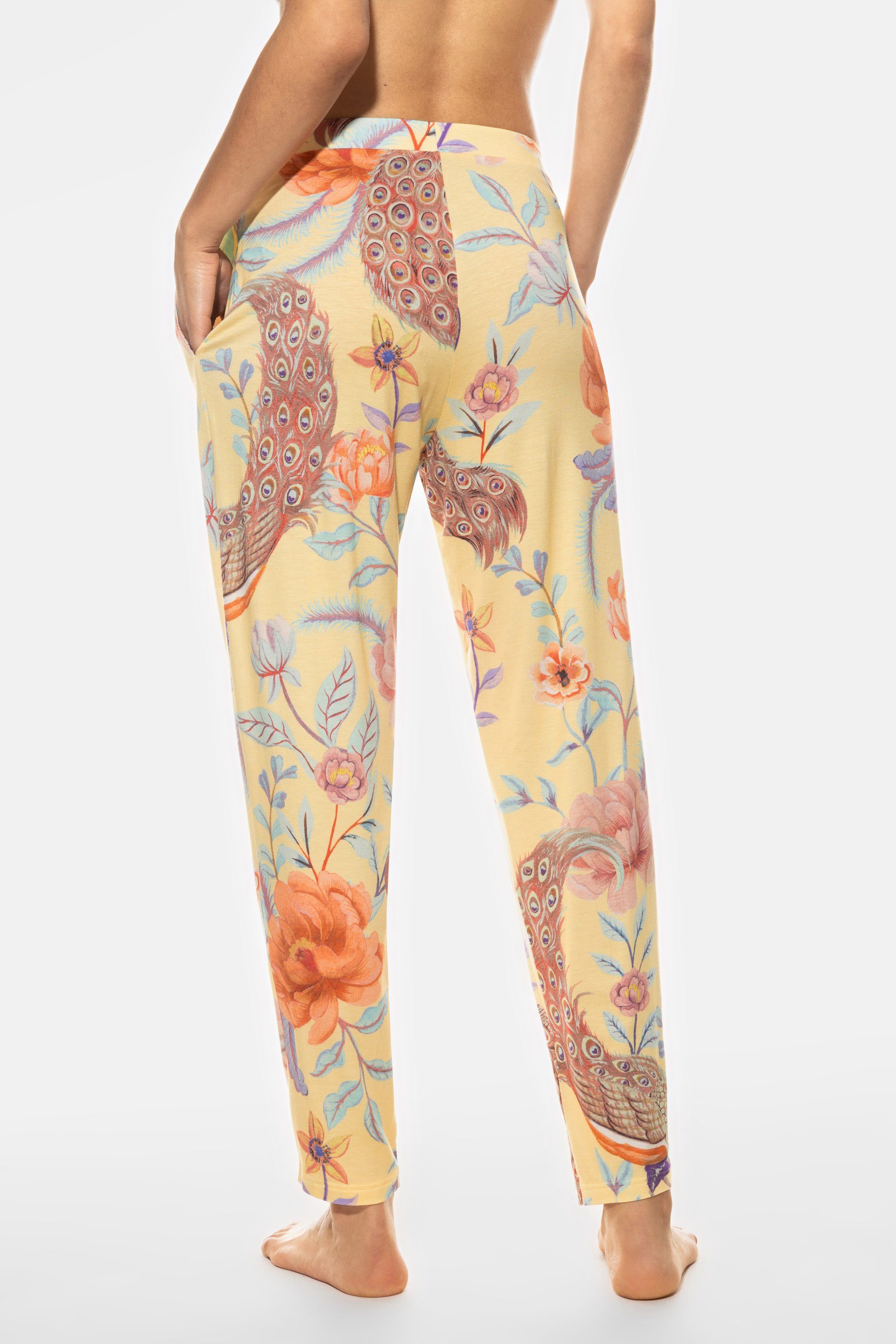 Mey Schlafhose Damen Serie Naela Paradiesischer Pfauenprint (1-tlg)
