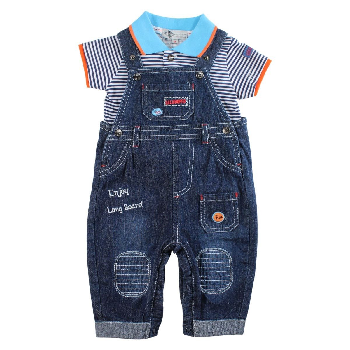 Lee Cooper Shirt & Hose BABY SET LATZHOSE + POLOSHIRT 2TEILIG 3-36 Monate (Set, Baby Jeans Latzhose + Poloshirt) Bekleidungsset Baby Latzhose