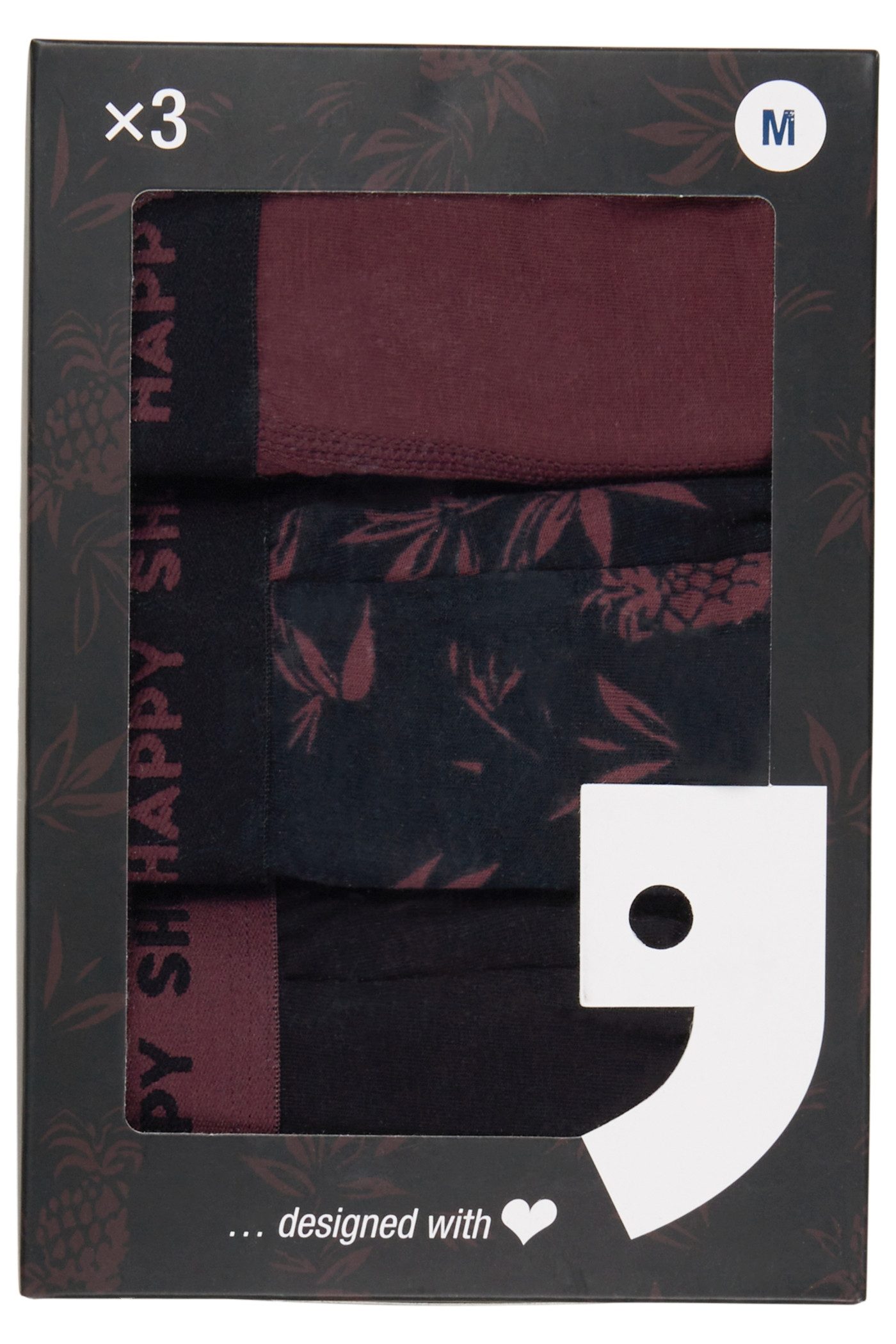 HAPPY SHORTS Trunk 3er Pack Happy Shorts Boxershorts Pants Boxer Hawaii rot schwarz (1-St)