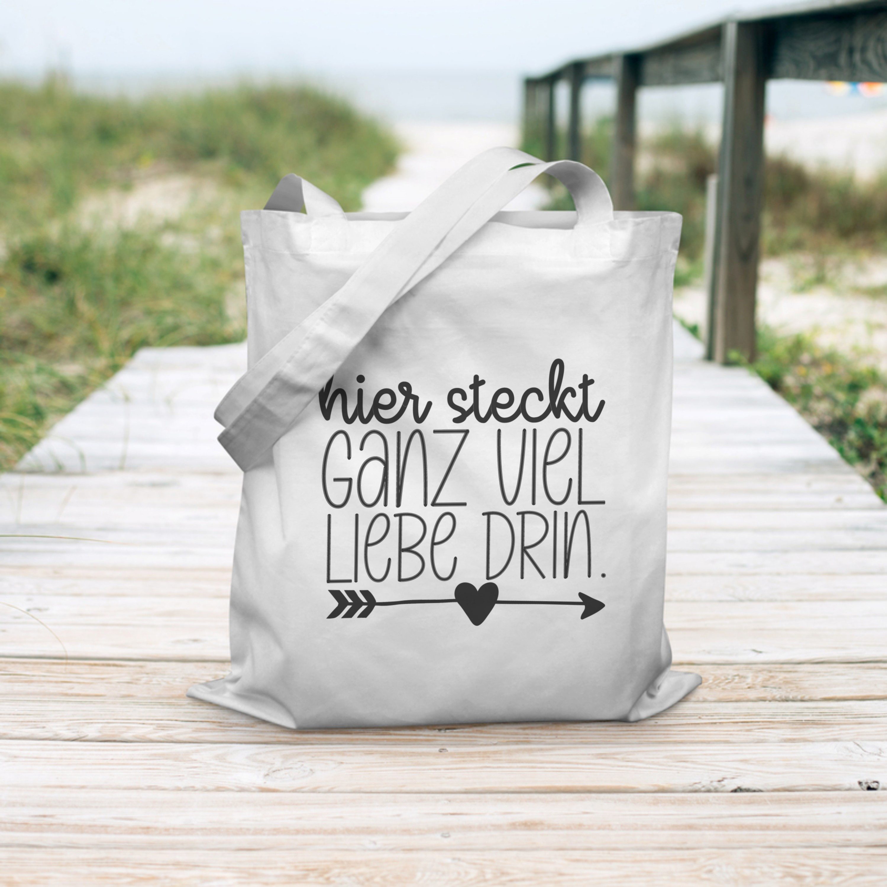 PhotoFancy Tragetasche mit Spruch 'Ganz viel Liebe' - Stoffbeutel, mit lustigem Spruch