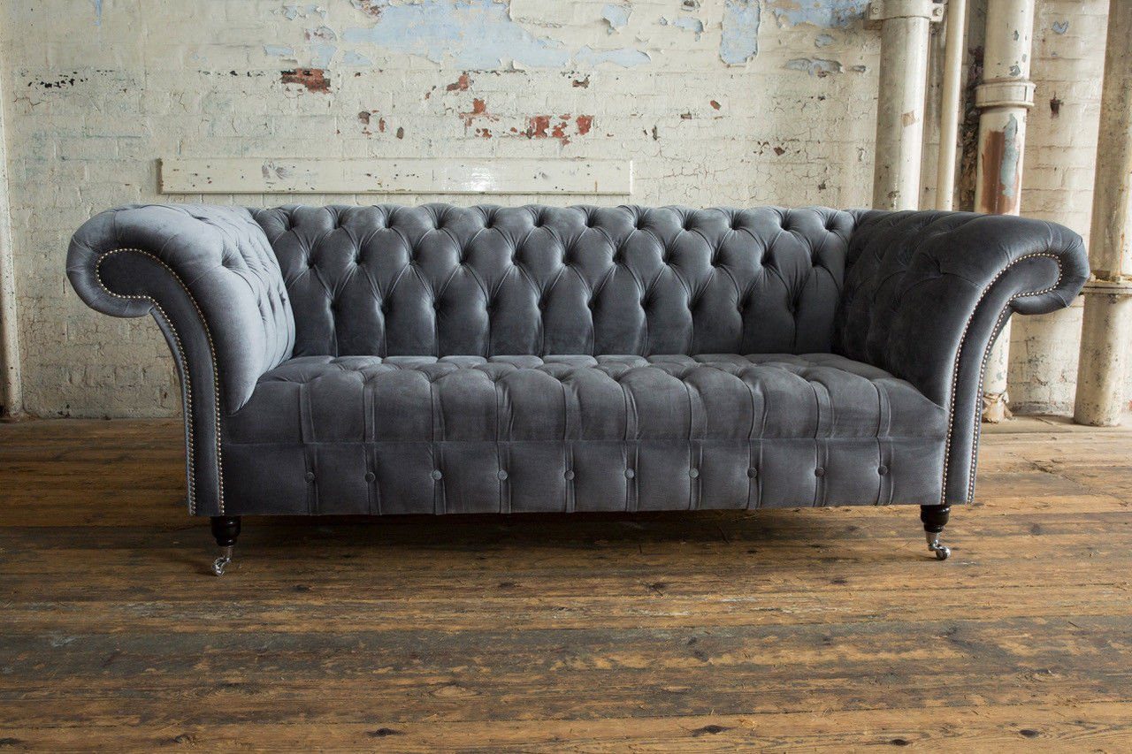 JVmoebel Chesterfield-Sofa, Chesterfield 3 Sitzer Sofa Design Sofa Couch 225 cm