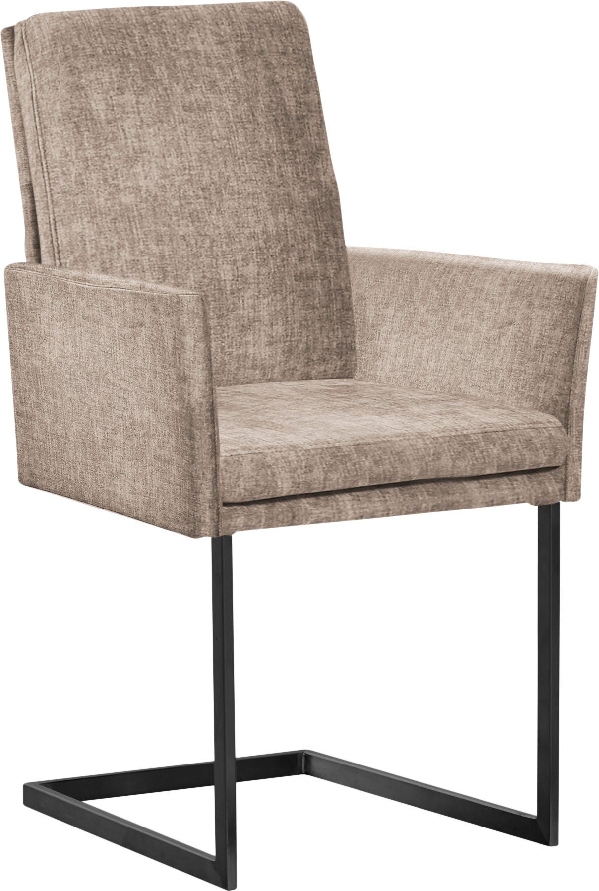 K+W Komfort & Wohnen Armlehnstuhl, stabiles Hochkantrohr, Untergestell in Edelstahloptik oder schwarz