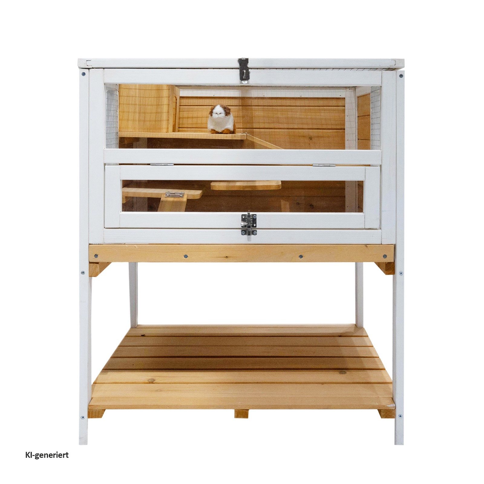 HTI-Living Kleintierkäfig Hamsterkäfig Gino Deluxe, Kleintierkäfig Holz mit Ablage