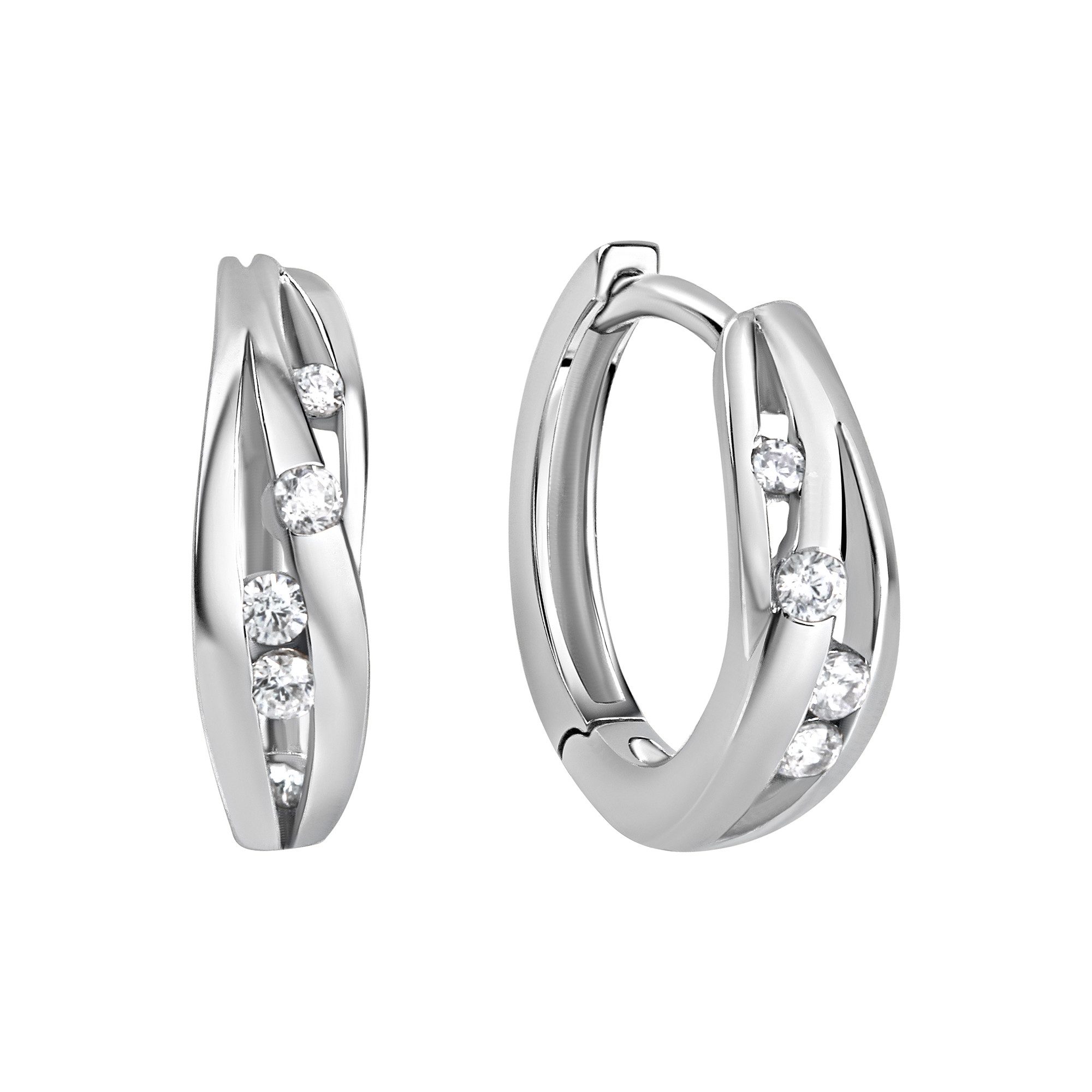 Firetti Paar Creolen Schmuck Geschenk Silber 925 Ohrschmuck Ohrringe, mit Zirkonia (synth)