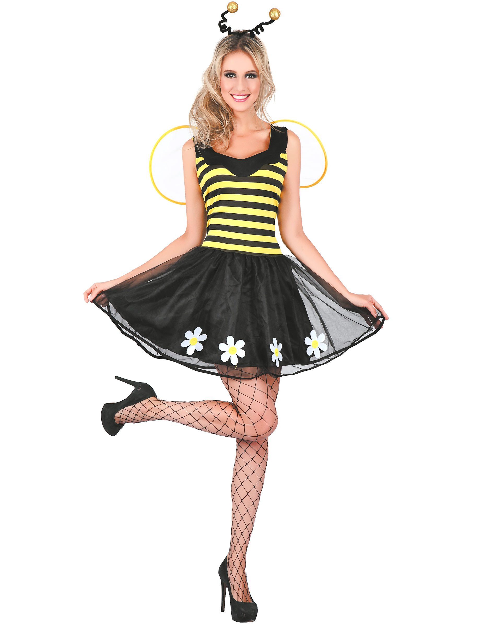 Kostüm Süsses Bienen-Kleid Bienen-Kostüm für Damen schwarz-gelb