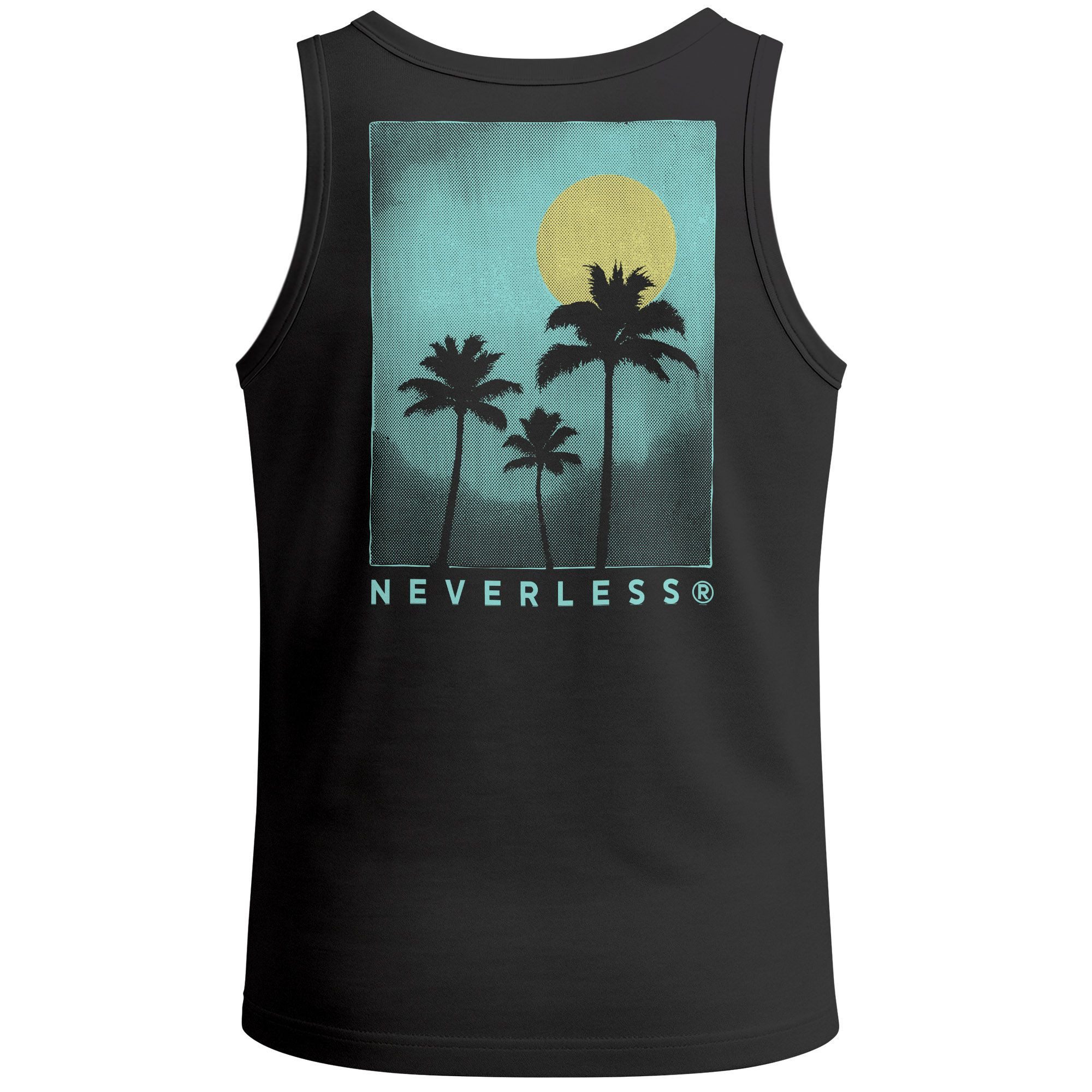 Tanktop Herren Tank-Top Backprint Palmen-Motiv im grafischen Sommer-Stil