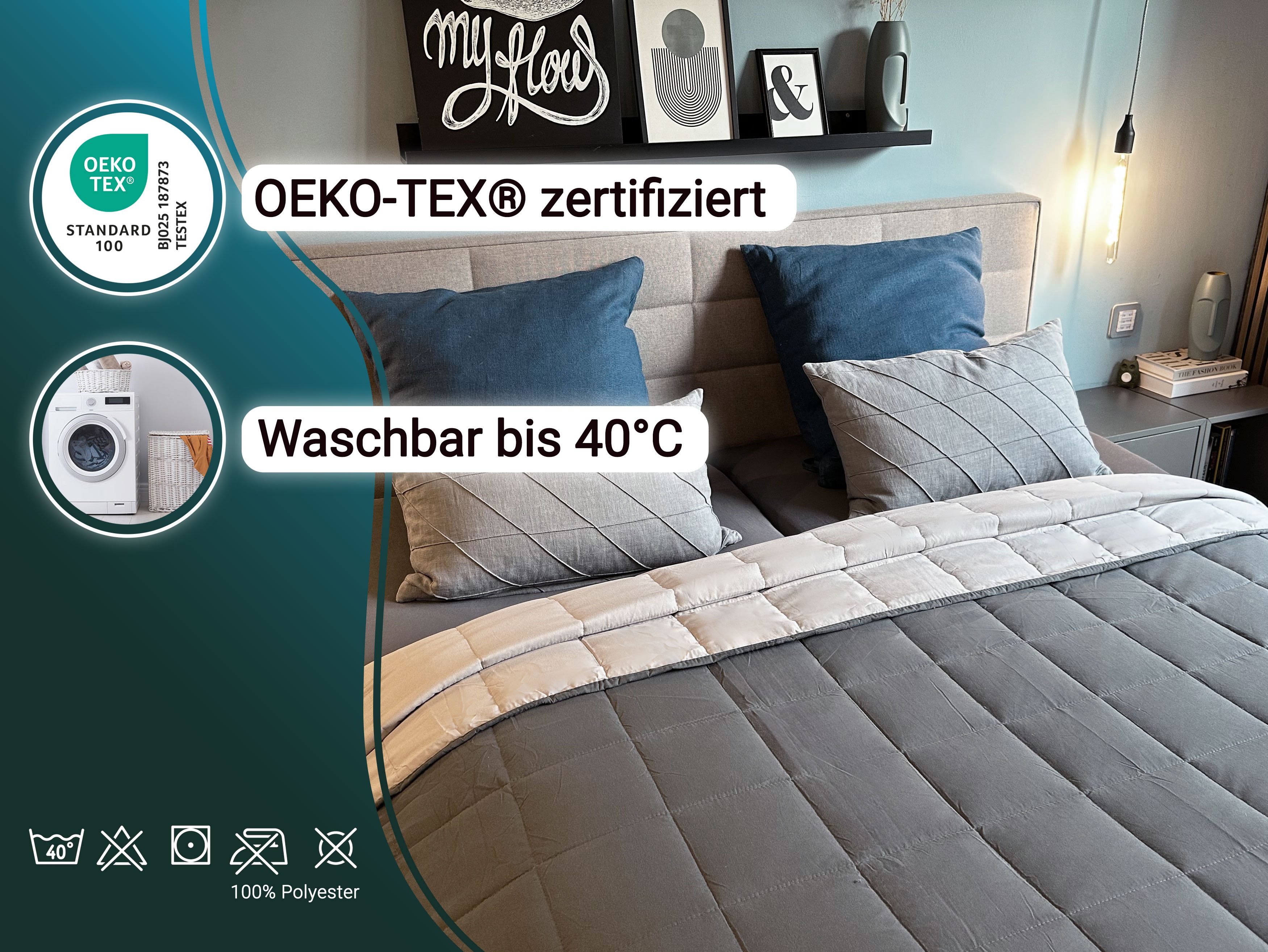 ZOLLNER Tagesdecke, 220 x 260 cm, 100% Polyester