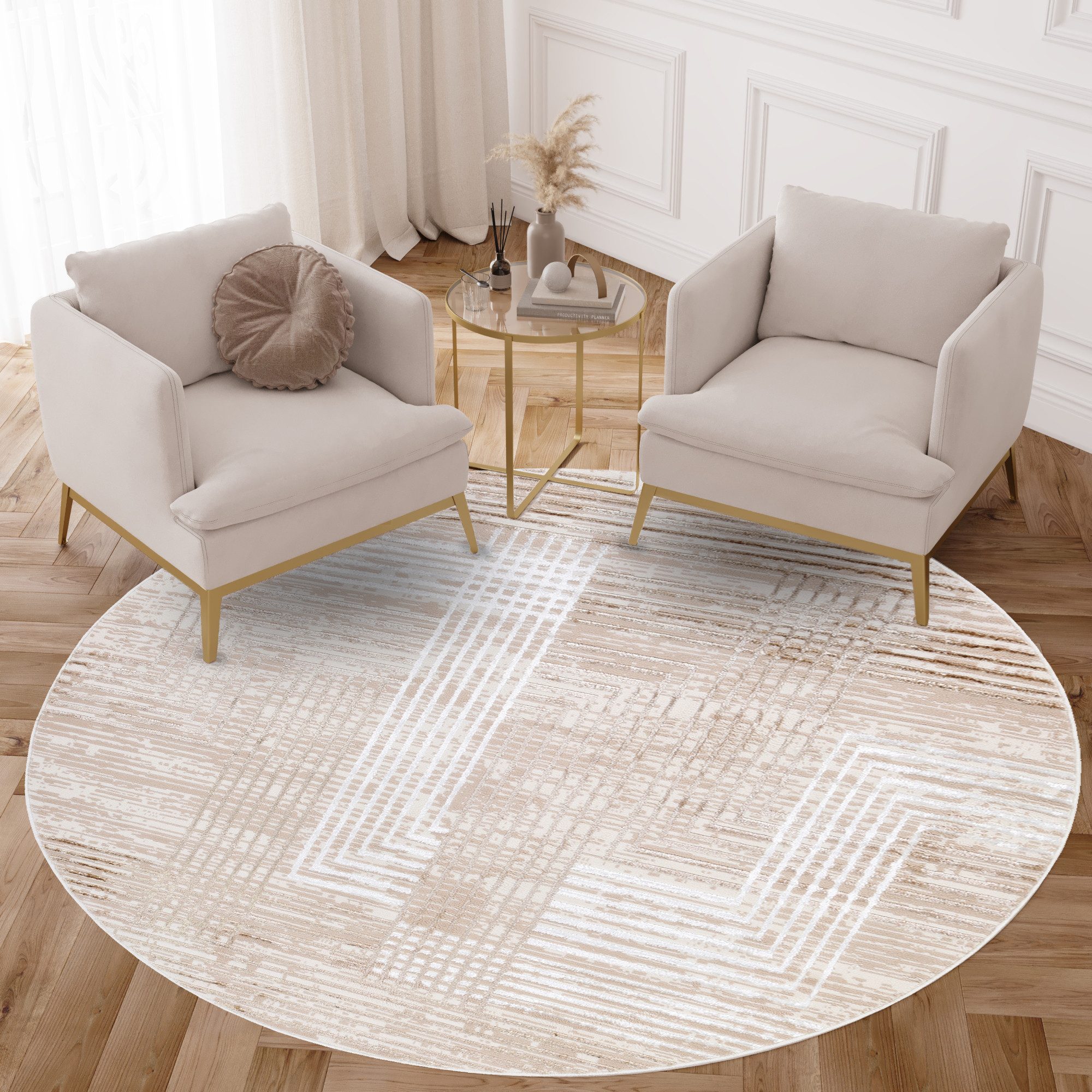Tapiso Teppich CRYSTAL, rund, Höhe: 8 günstig online kaufen