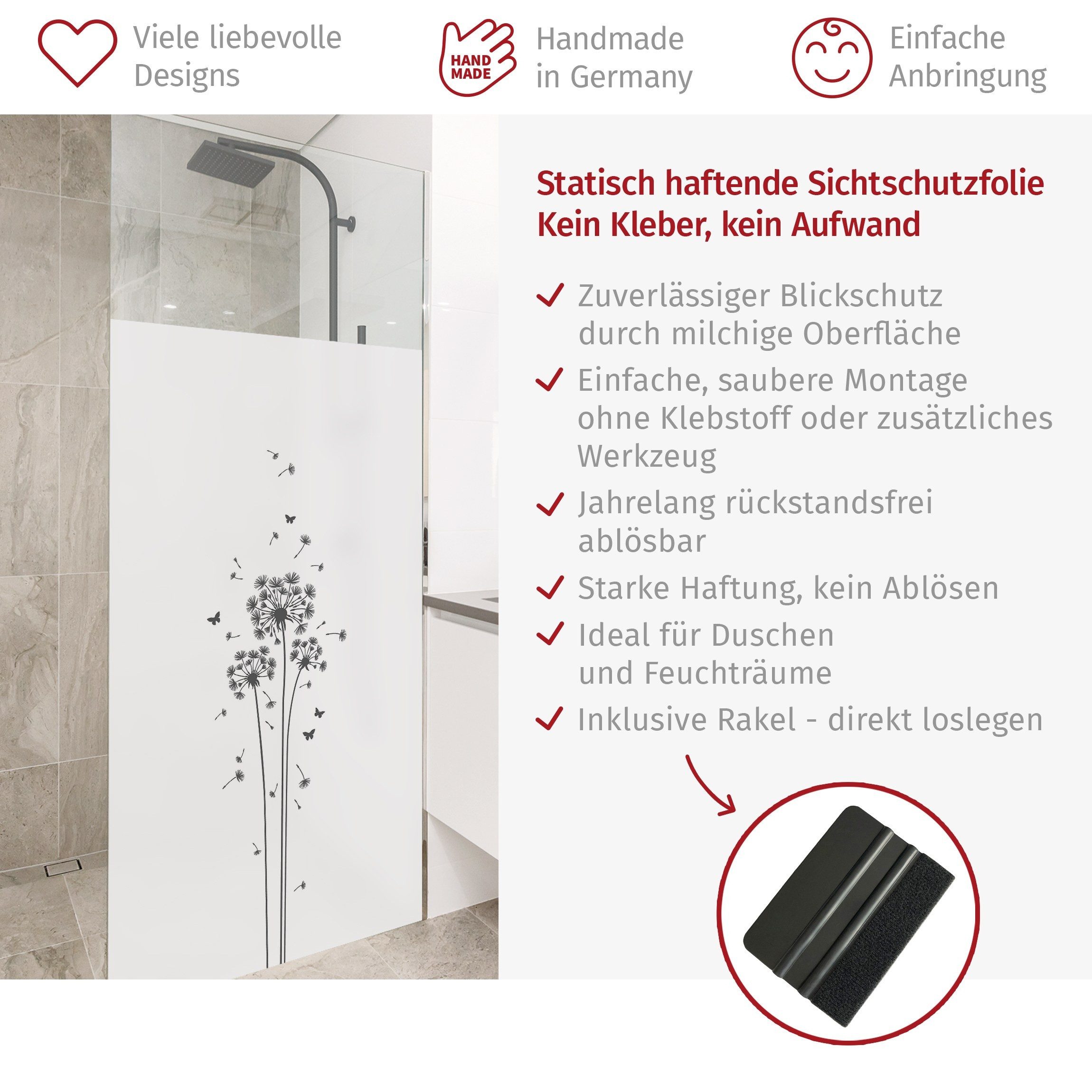 Bilderdepot24 Fensterfolie Dusche blickdicht statisch haftend einfarbig, blickdicht, Statisch haftend, blickdicht, wasserfest, wiederverwendbar, ablösbar