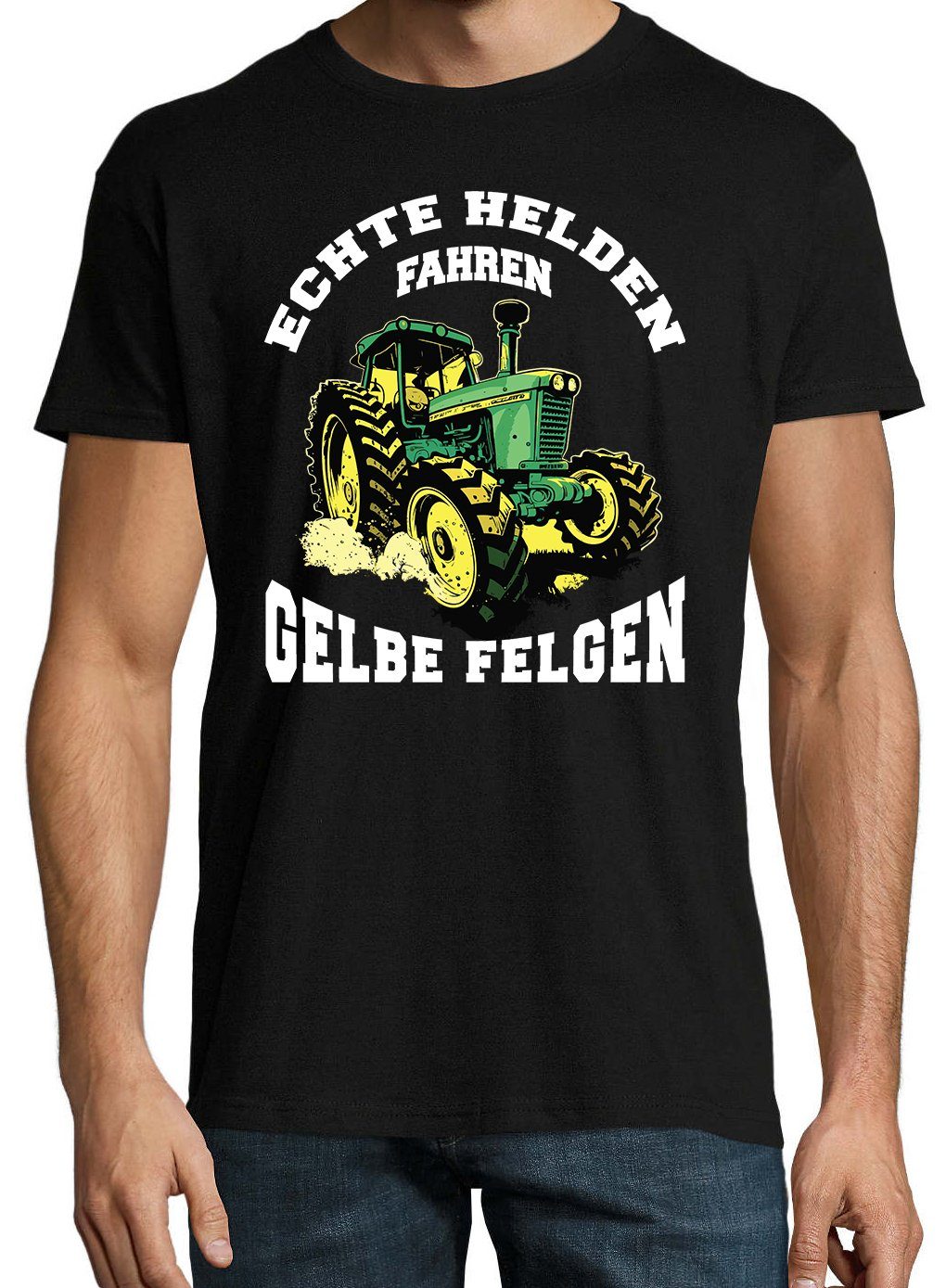 Print-Shirt lustigem Spruch Designz Herren gelbe Youth T-Shirt fahren Felgen" Helden "Echte Schwarz mit