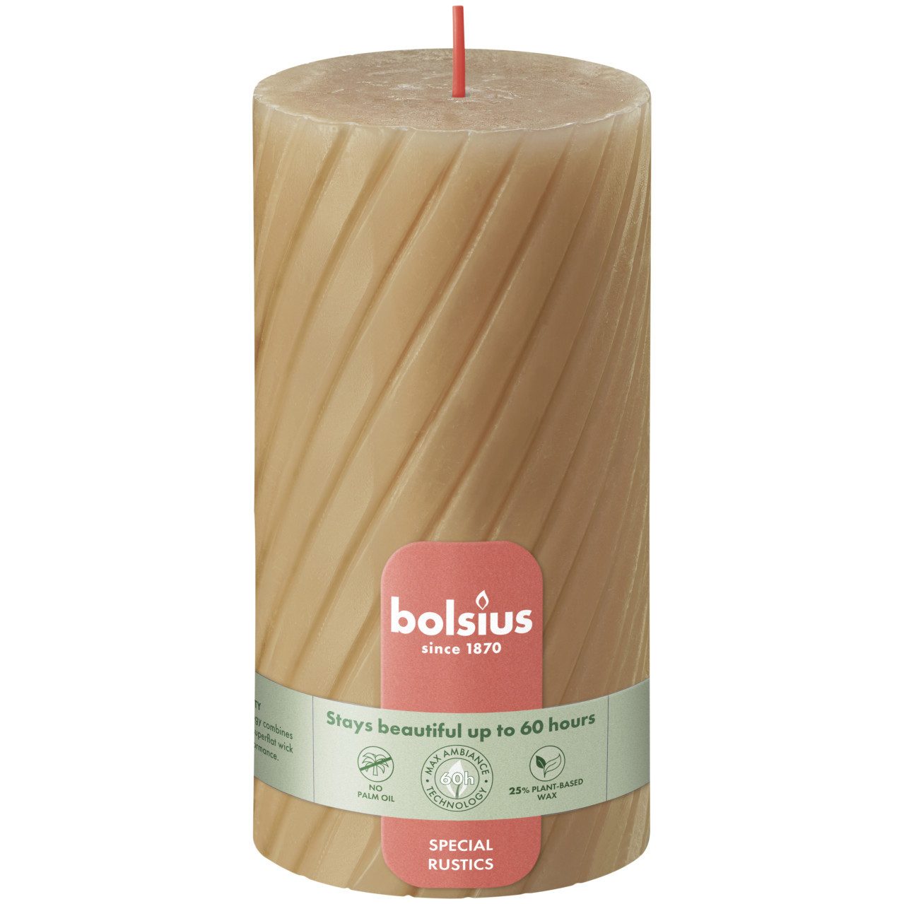 Bolsius Stumpenkerze Bolsius Stumpenkerze Rustik geriffelt Ø 6,8 x 13