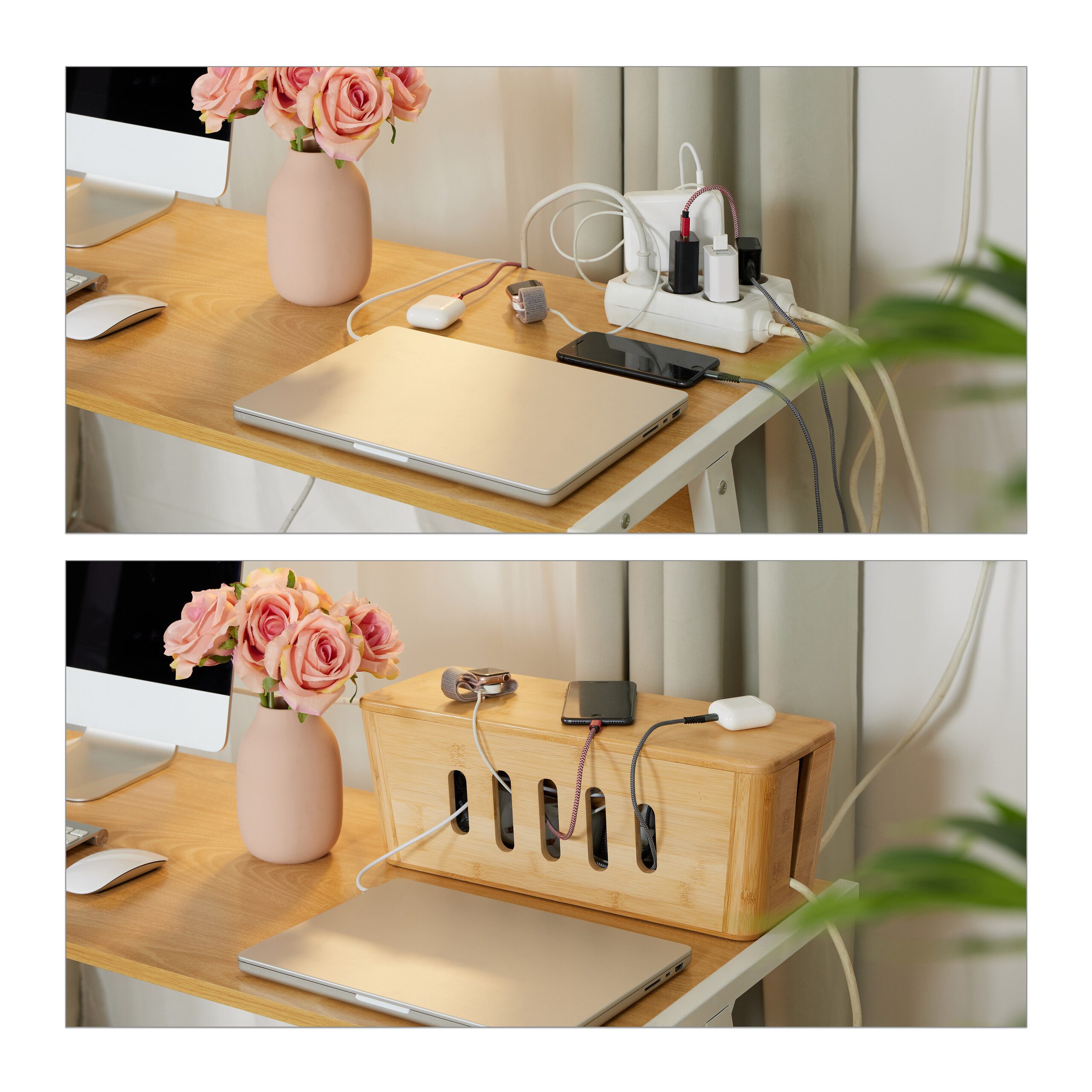 relaxdays Kabelbox aus Bambus günstig online kaufen