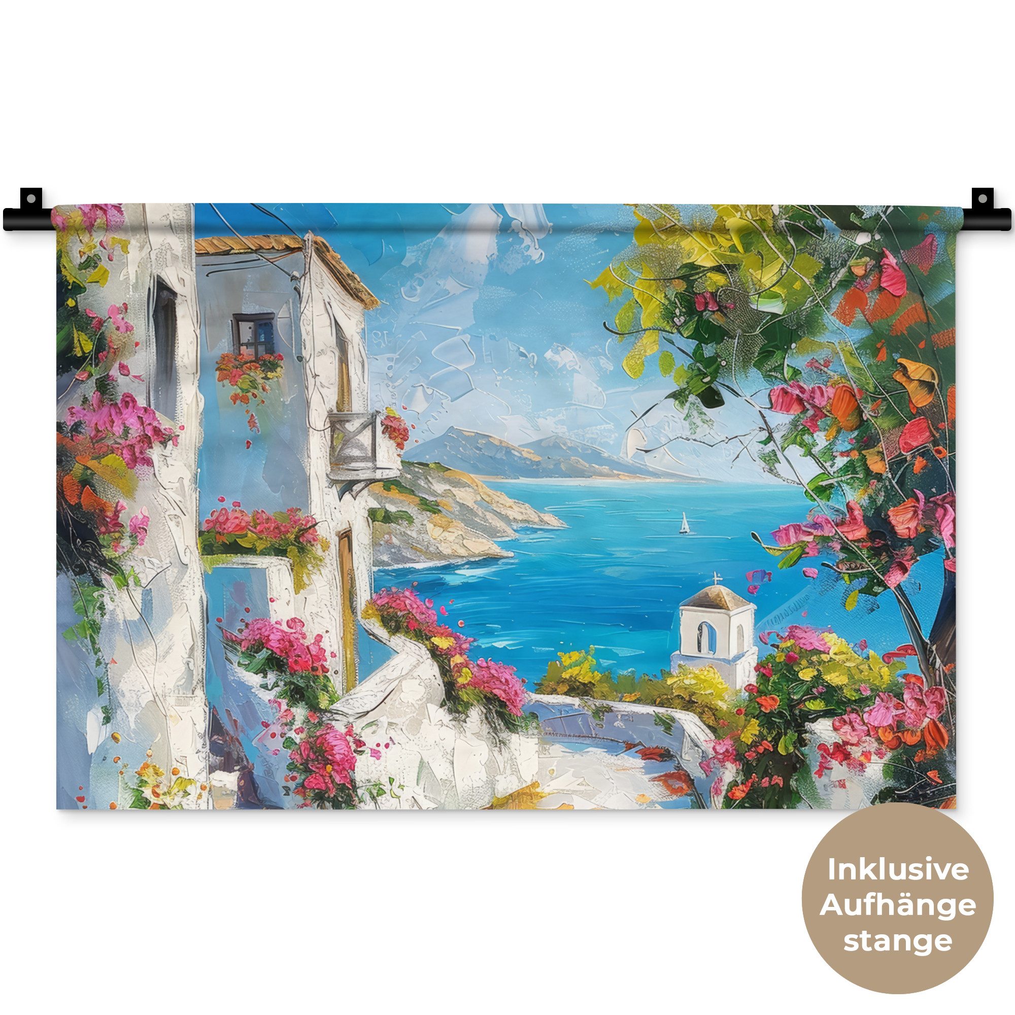MuchoWow Wandteppich Landschaft - Blumen - Natur - Sommer, Rechteckig, Höhe: 3 mm, Wandteppich für Wohnzimmer, Schlafzimmer, 60x40 cm