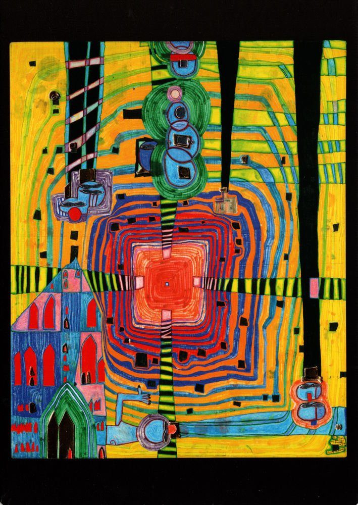 Postkarte Kunstkarte Hundertwasser "Unendlichkeit ganz nahe"