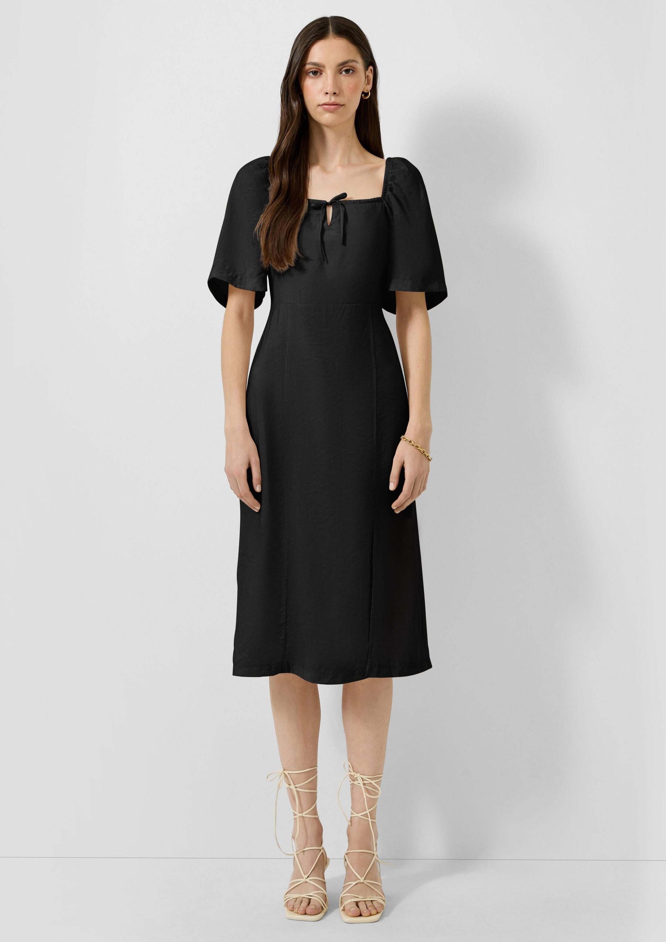 QS Midikleid Kleid Viskosemix-Kleid mit Smok-Detail