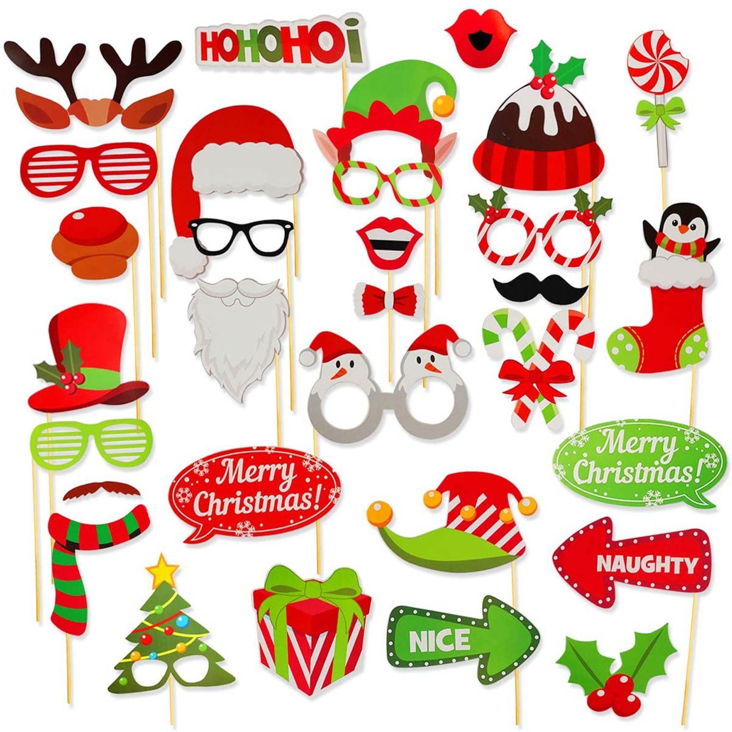 Goods+Gadgets Papierdekoration Foto Sticks Weihnachten Weihnachtsbilder Foto-Requisiten