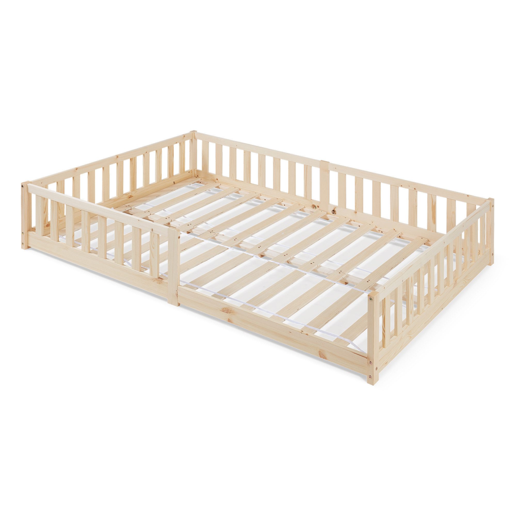en.casa Kinderbett, »Tanna« mit Rausfallschutz 140x200 cm Montessori Kiefer günstig online kaufen