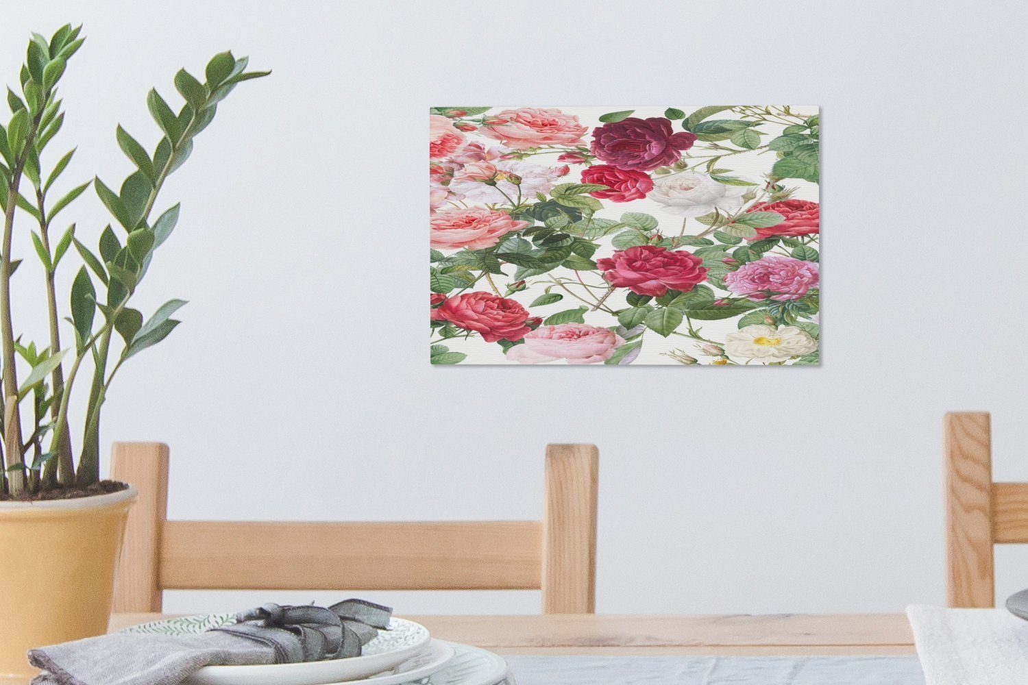 Wandbild - Aufhängefertig, Wanddeko, St), Weiß Blumen (1 30x20 cm Leinwandbilder, OneMillionCanvasses® - Violett, Rosa - Leinwandbild