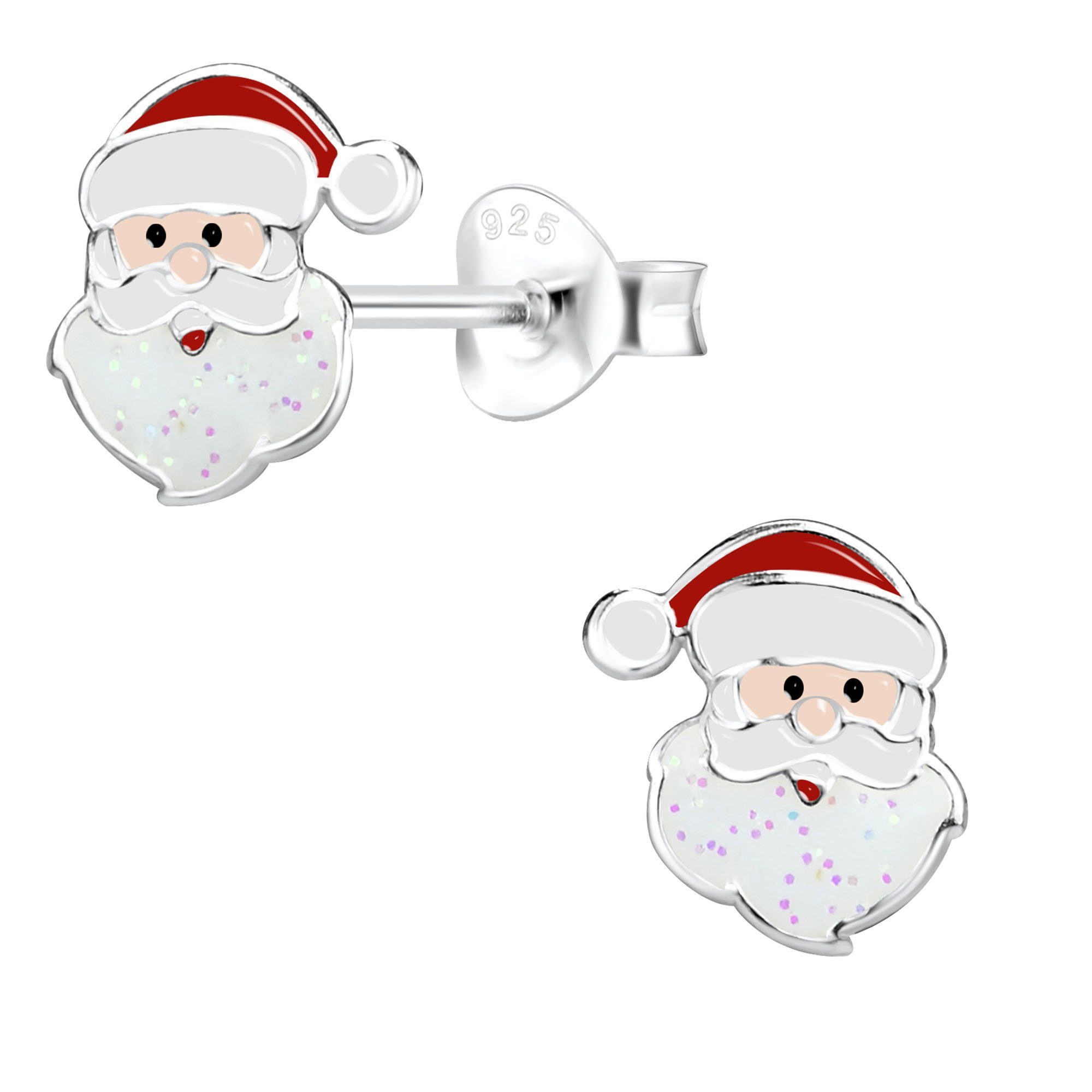 schmuck23 Paar Ohrstecker Kinder Ohrringe Weihnachten Nikolaus 925 Silber Mädchen Ohrstecker, Mädchen Kinderschmuck echte Silberohrringe, Sicherheitsverschluss