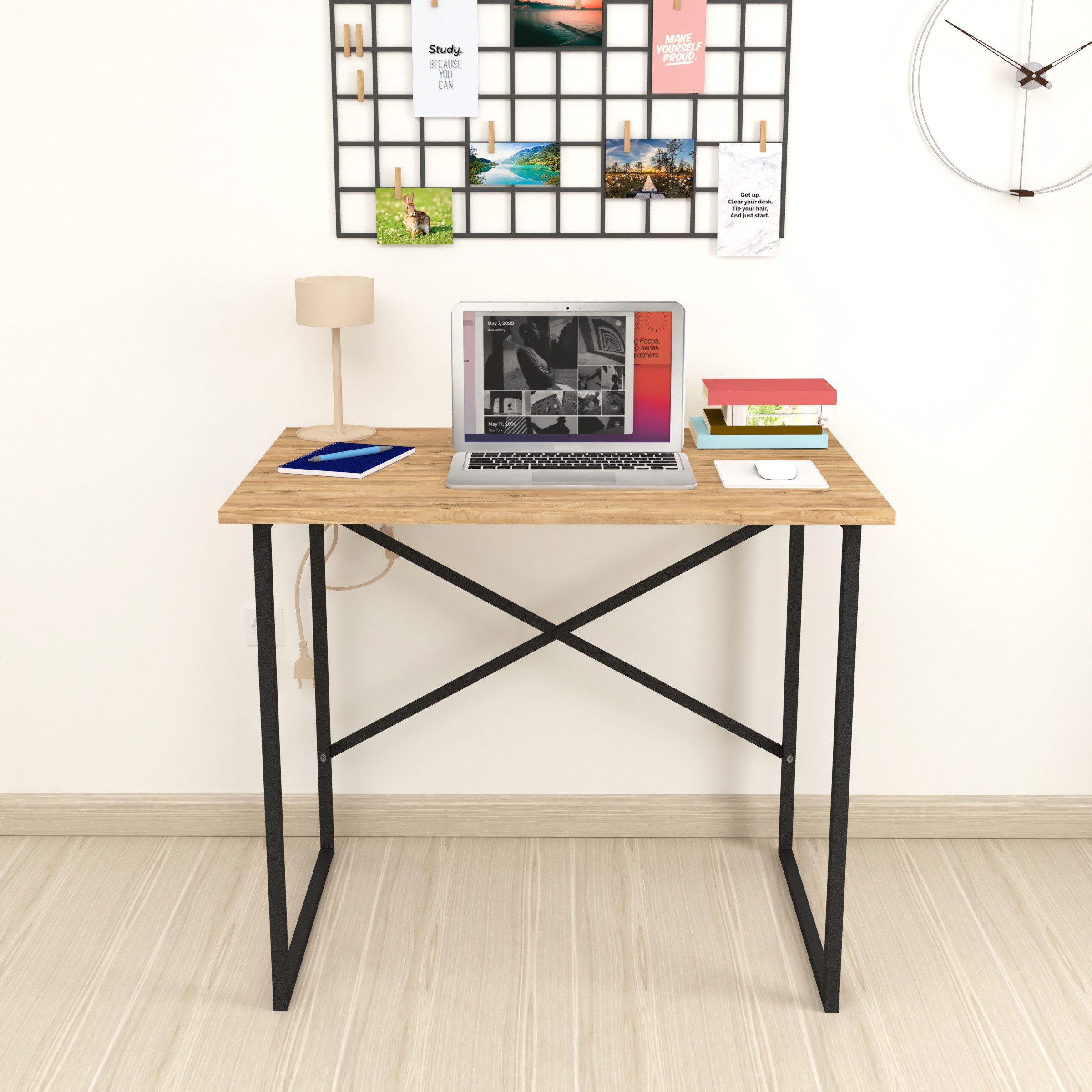 gowoll Schreibtisch Kleiner Tisch Computertisch 90x60x75 cm Tischplatte Hol günstig online kaufen