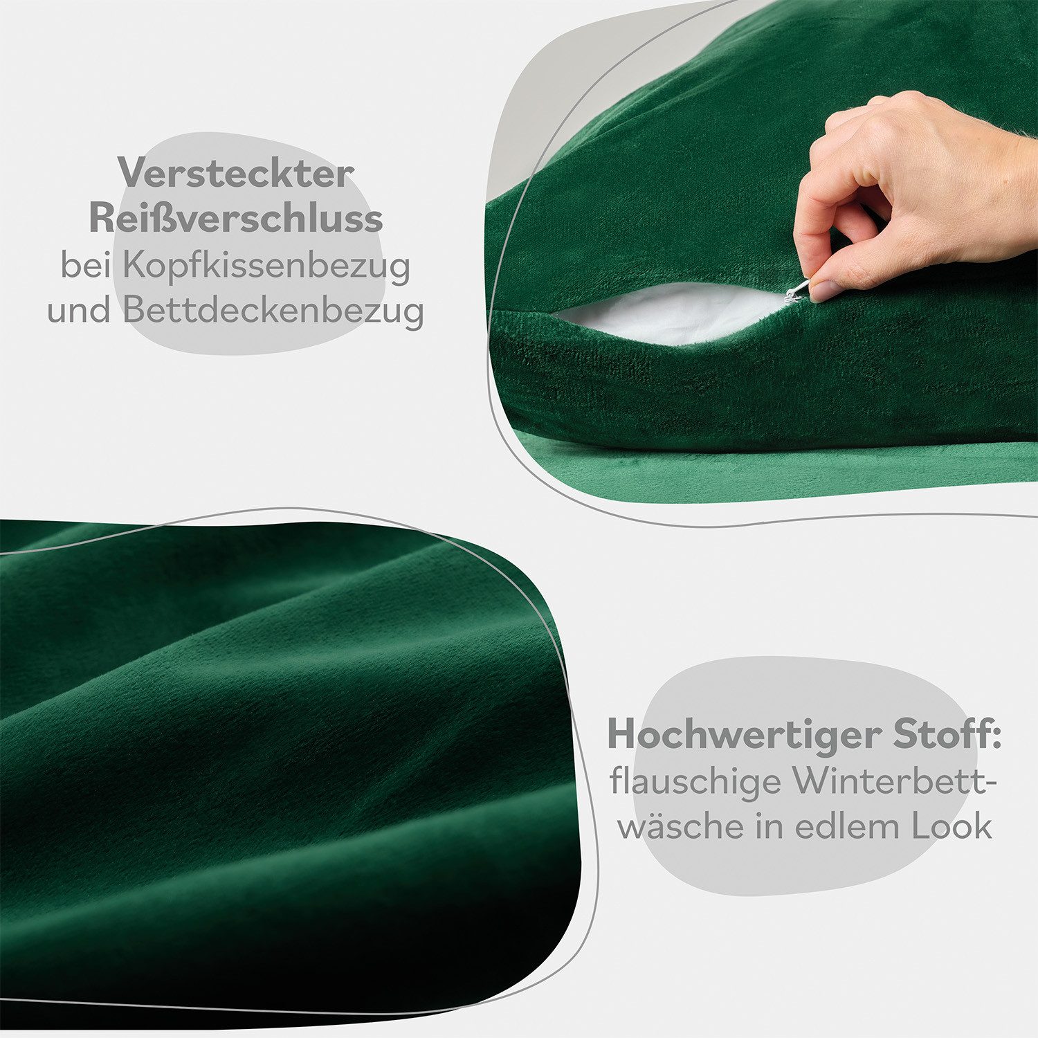 Blumtal Bettwäsche Cashmere-Touch Plüsch, warme Winterbettwäsche + Kopfkissenbezug – Bild 5 von 5