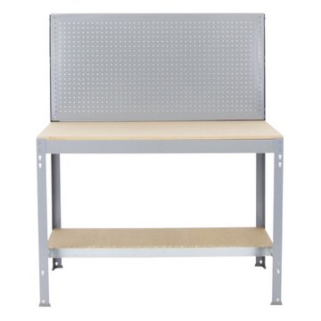 PROREGAL® Werkbank Werkbank Quick-Buffalo mit Werkzeugwand, HxBxT 84x120x61cm, Grau, (mit Werkzeugwand, HxBxT 84x120x61cm, Traglast 600kg, Blau oder Grau, 0-tlg)