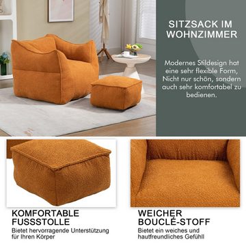 OKWISH Sitzsack Lazy Sofa/Fußhocker, Komfort-Schaukelstuhl mit hoher Rückenlehne (Couchsessel für Erwachsene und Kinder, für drinnen und draußen, 1 St)