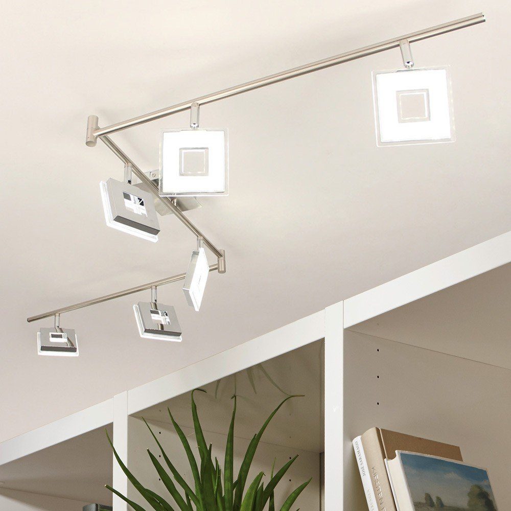 Licht-Trend LED Deckenstrahler Sempre Cube LED 6er-Balkenstrahler Spots schwenkbar Chrom, Alu-Gebürstet, Warmweiß | Deckenstrahler