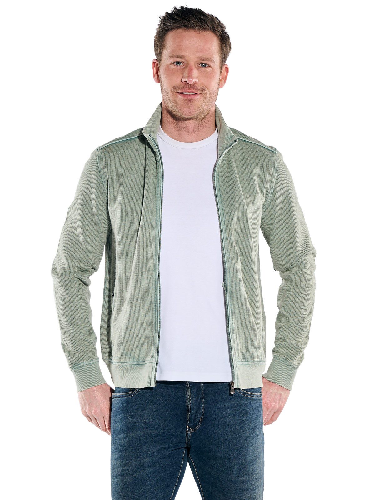 Engbers Sweatjacke Herren Sweatjacke mit Stehkragen, Gruen