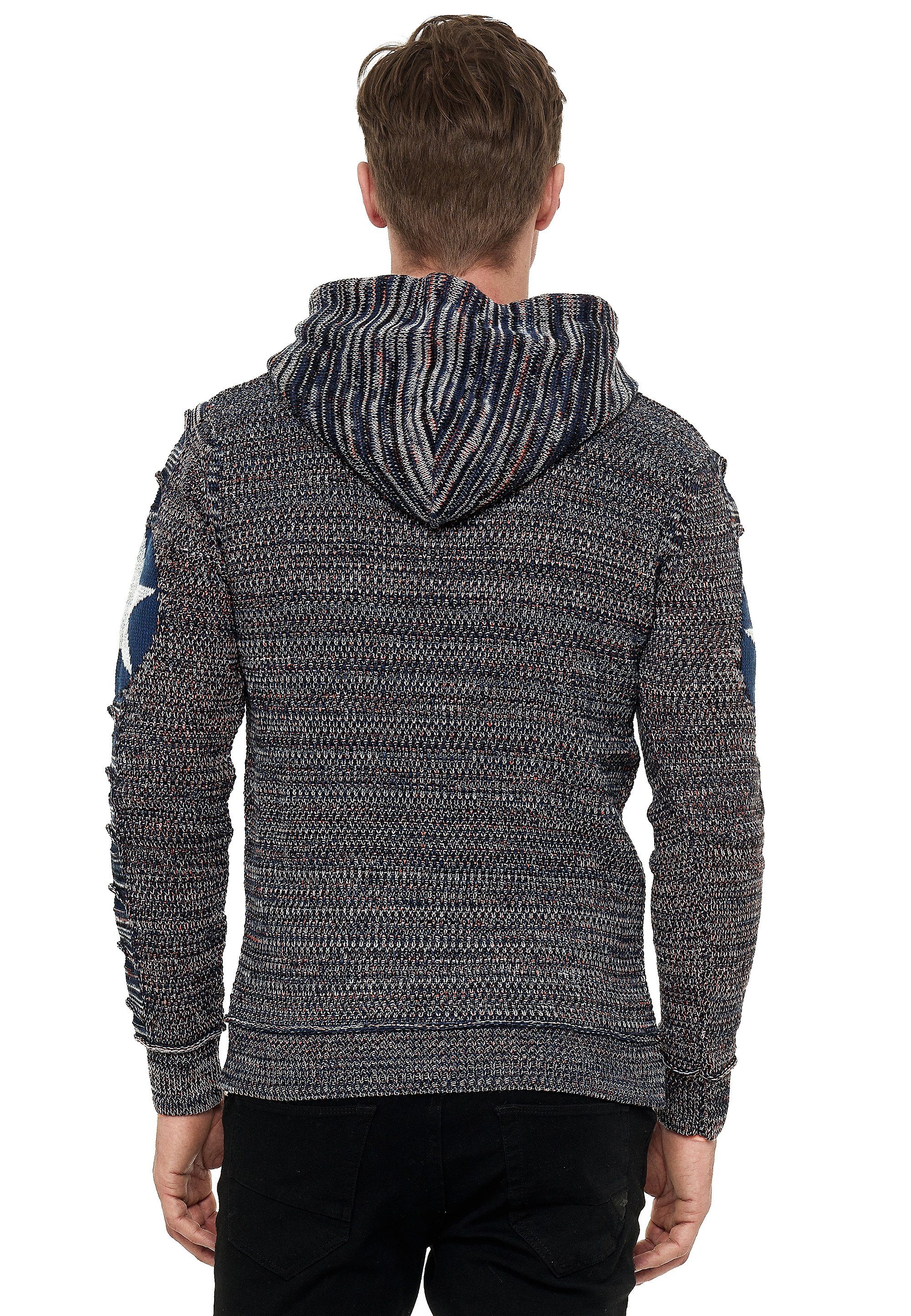 blau-grau Kapuzensweatshirt Neal mit Rusty Stern-Design großem