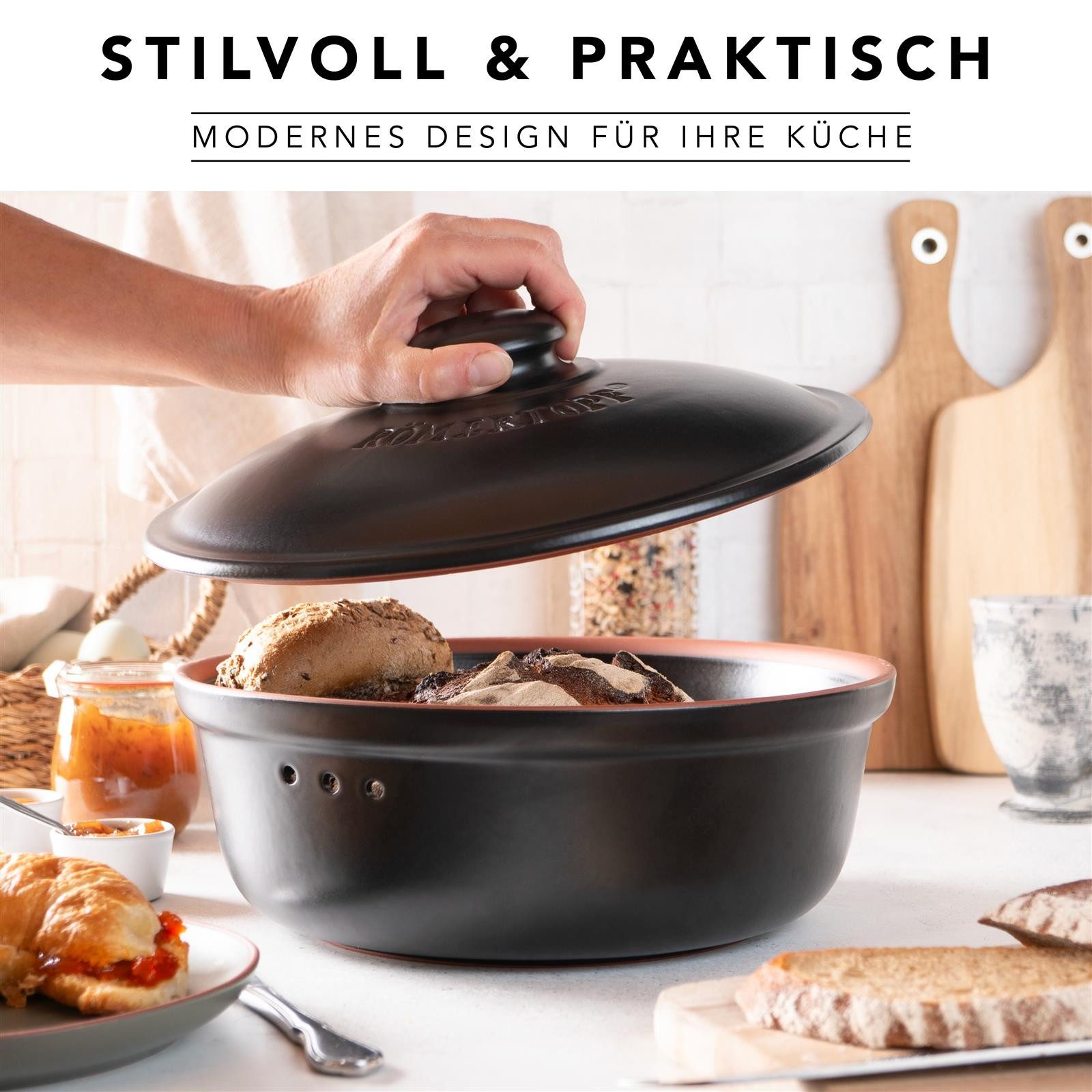 RÖMERTOPF Römertopf Brottopf Rund Ø 30cm - Keramik Brotkasten – Bild 5 von 5