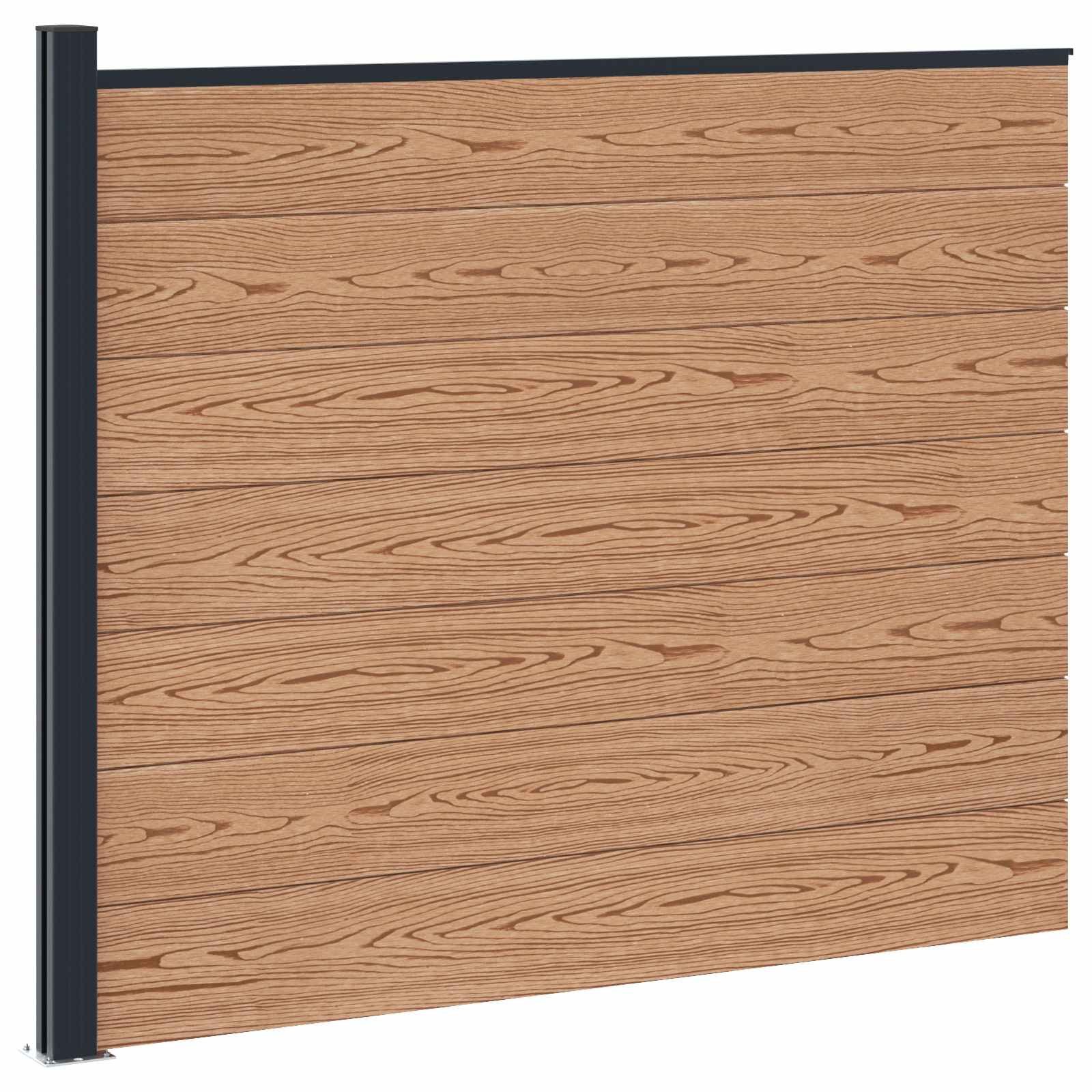 vidaXL Gartenzaun Zaunelement WPC und Aluminium Braun, (1-St), Zaunelement WPC und Aluminium Braun