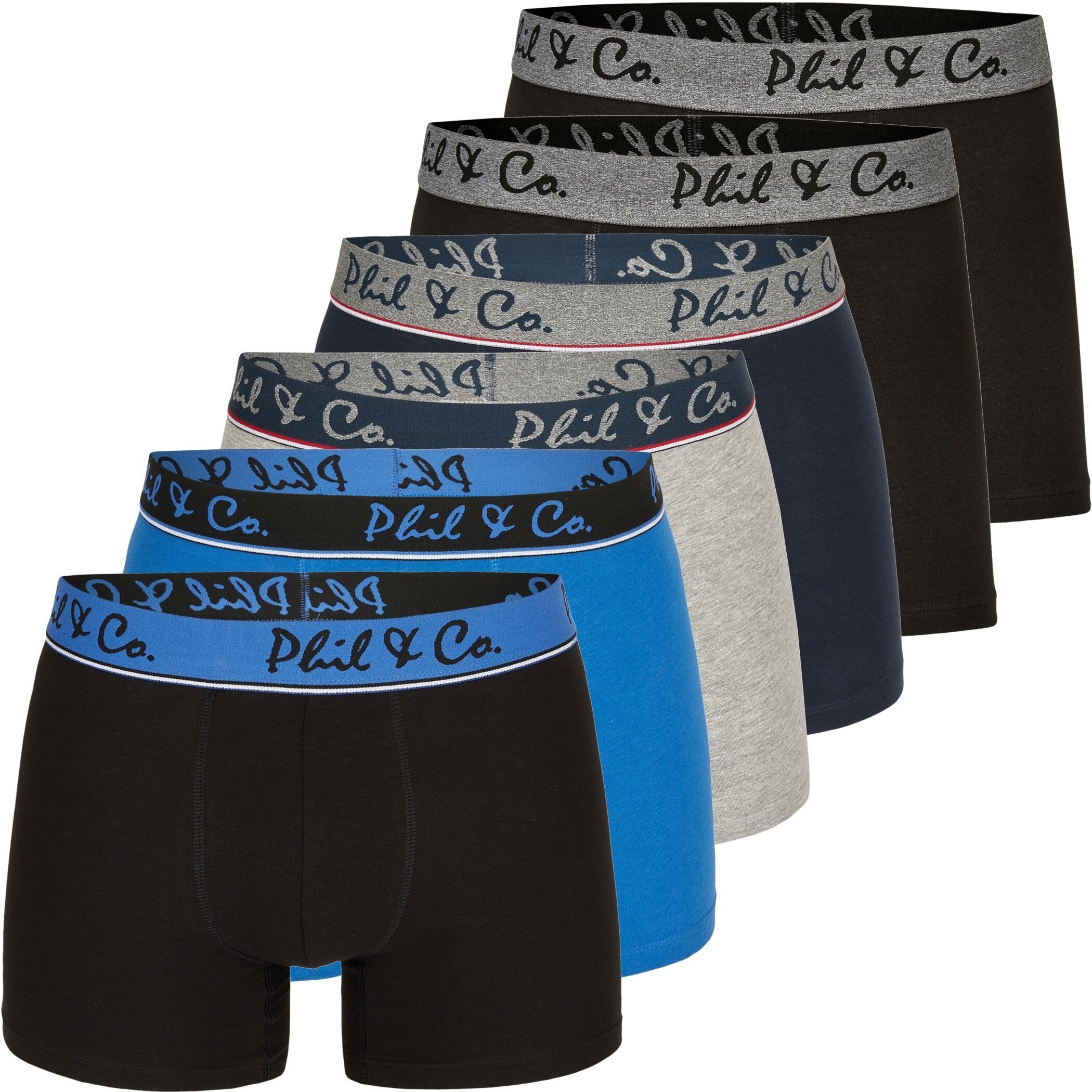 Phil & Co. Boxershorts 6er Pack Phil & Co Berlin Jersey Boxershorts Trunk Short Pant FARBWAHL (1-St) DESIGN 04